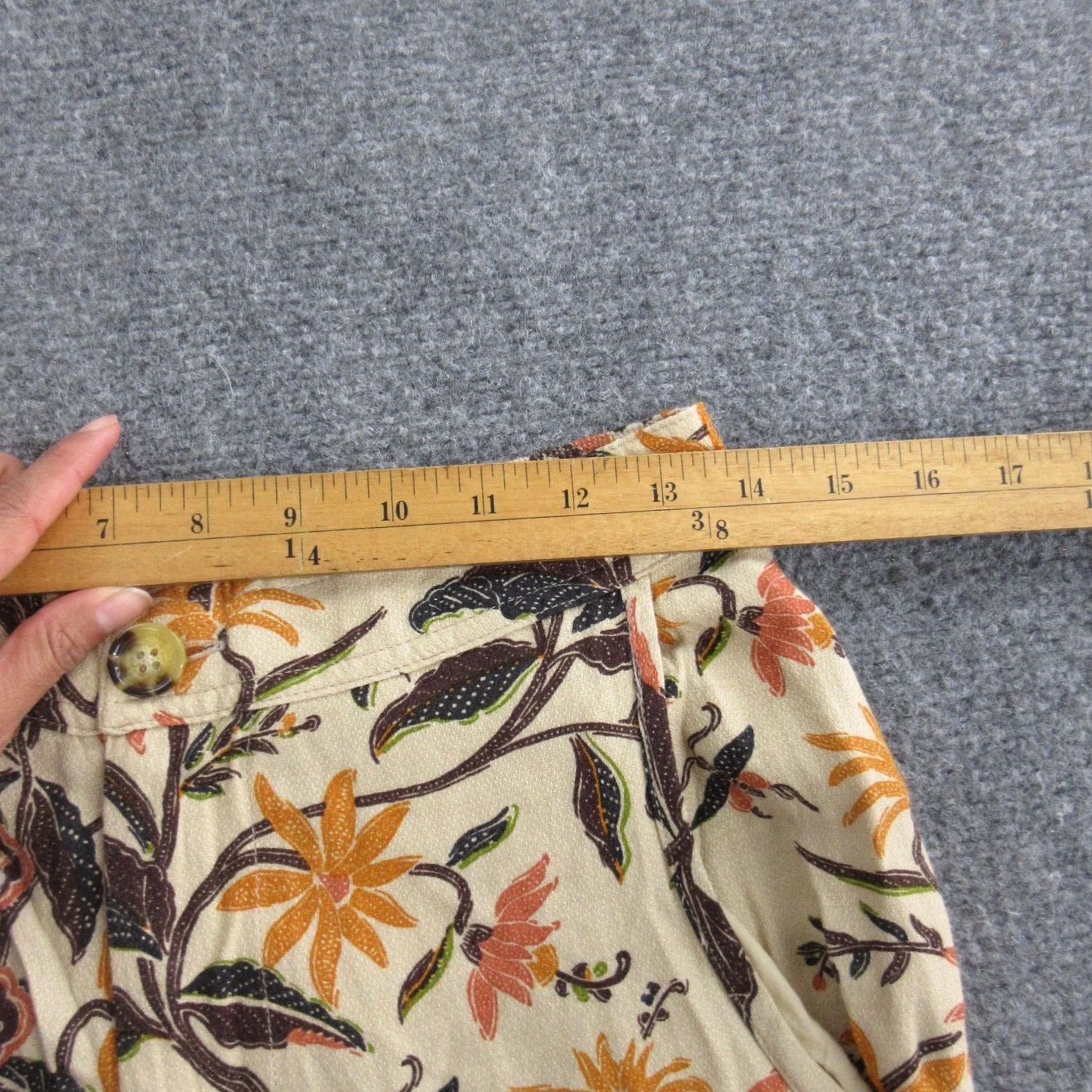 Anthropologie VINTAGE Anthropologie Pants Womens 2 Cream Brown Floral Print Jogger Tapered Viscose Size 26" / US 2 / IT 38 - 4 Thumbnail