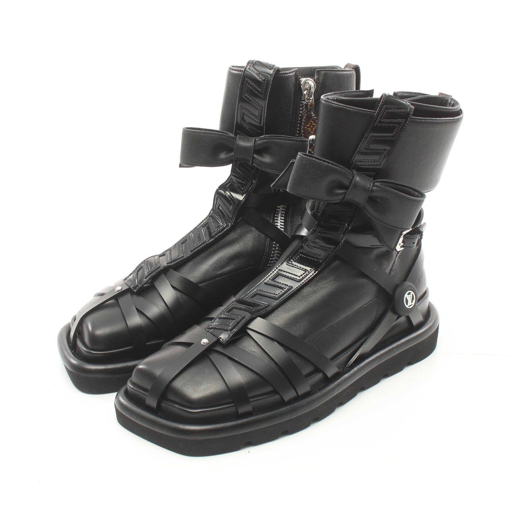 image of Louis Vuitton Fornasetti Square Pillow Uncle Boots Leather Black, Women's