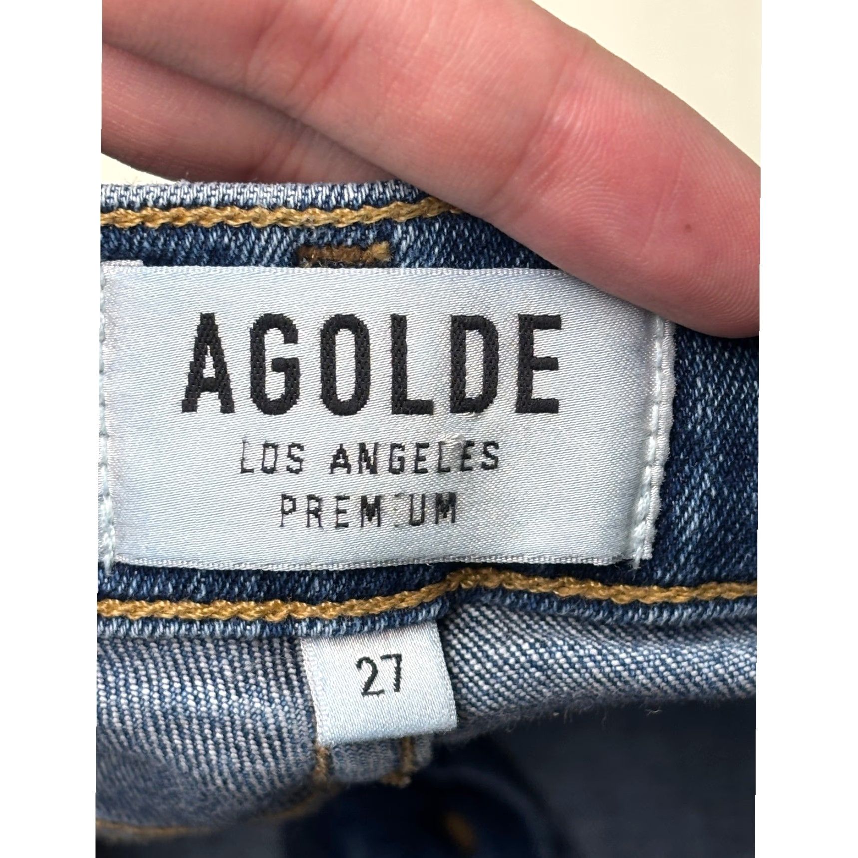Agolde AGOLDE Jeans Women Medium Blue Denim Zip Button 5-Pocket Slim Rise Mid 27 Waist 27x26 Skinn y Crop Distressed Casual Type: Jeans Size 27" / US 4 / IT 40 - 4 Thumbnail
