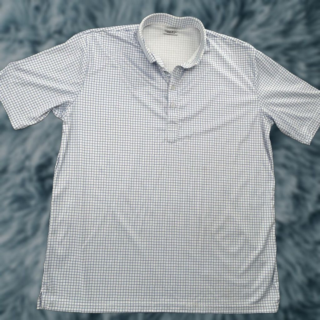 CO Collars & Co Shirt Polo Short Sleeve Dress Collar Men 2XL Blue White Check Polo Shirt Size 48R - 1 Thumbnail
