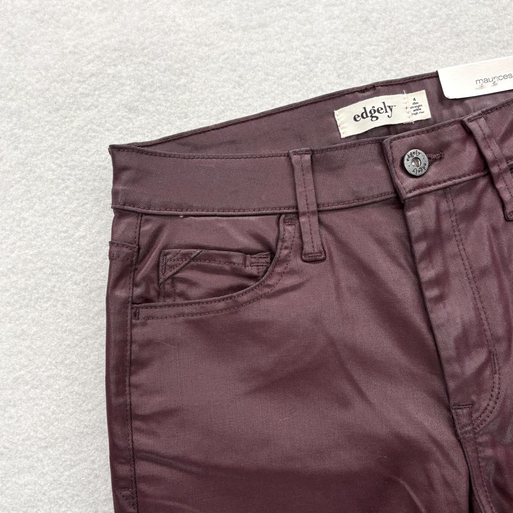 Vintage edgely Jeans Womens 4 Purple High Rise Ankle Slim Straight Super Stretch Coated Size 27" / US 4 / IT 40 - 3 Thumbnail