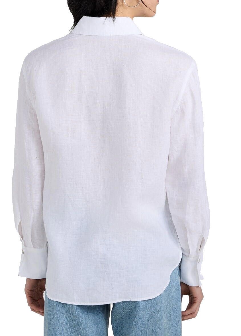 Vince Vince Medium White Long Sleeve Button Up Shirt Linen Blouse Size M / US 6-8 / IT 42-44 - 7 Thumbnail