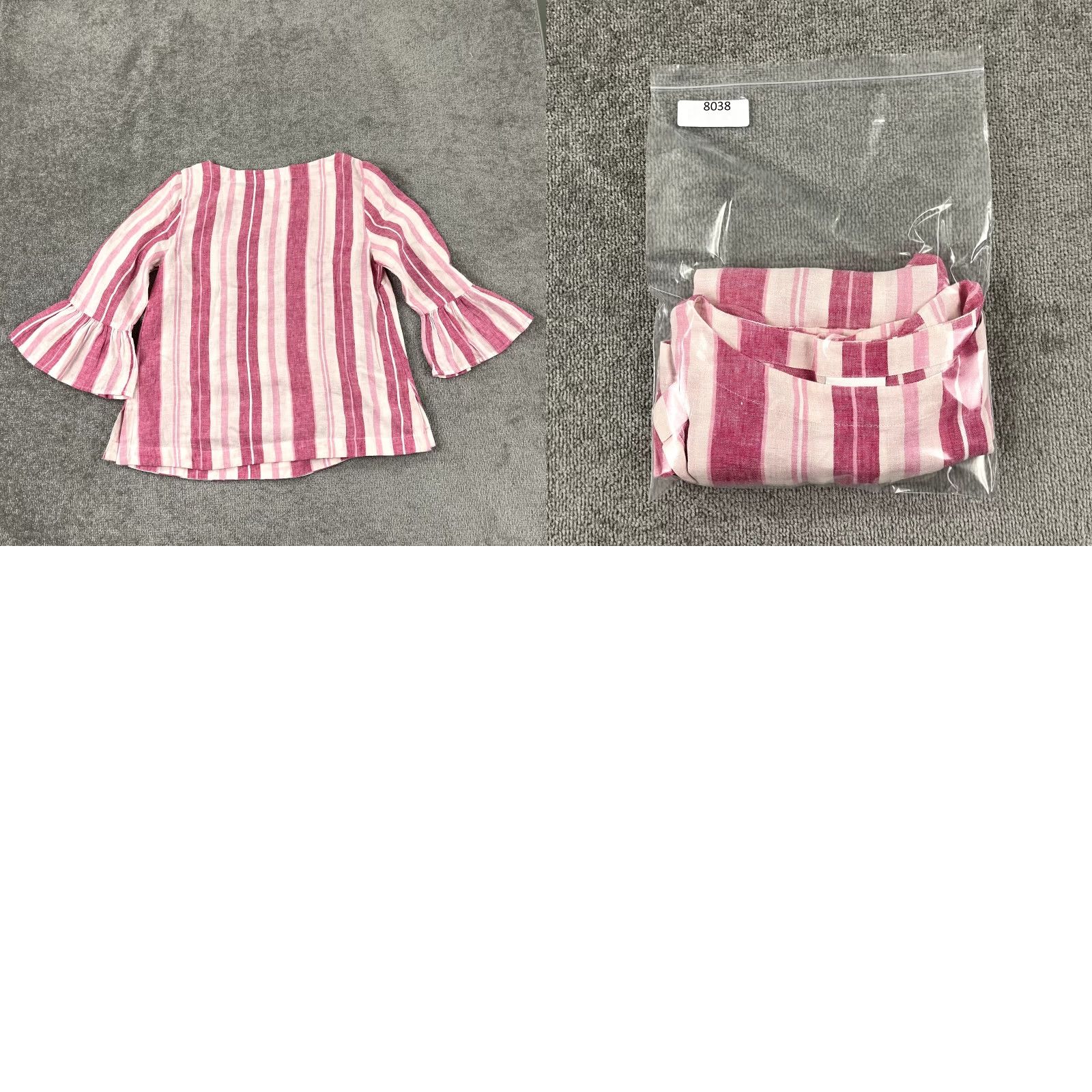 Charter Club CHARTER CLUB Shirt Womens Small Pink White Striped 100% Linen Blouse Top Ruffle Size S / US 4 / IT 40 - 8 Thumbnail