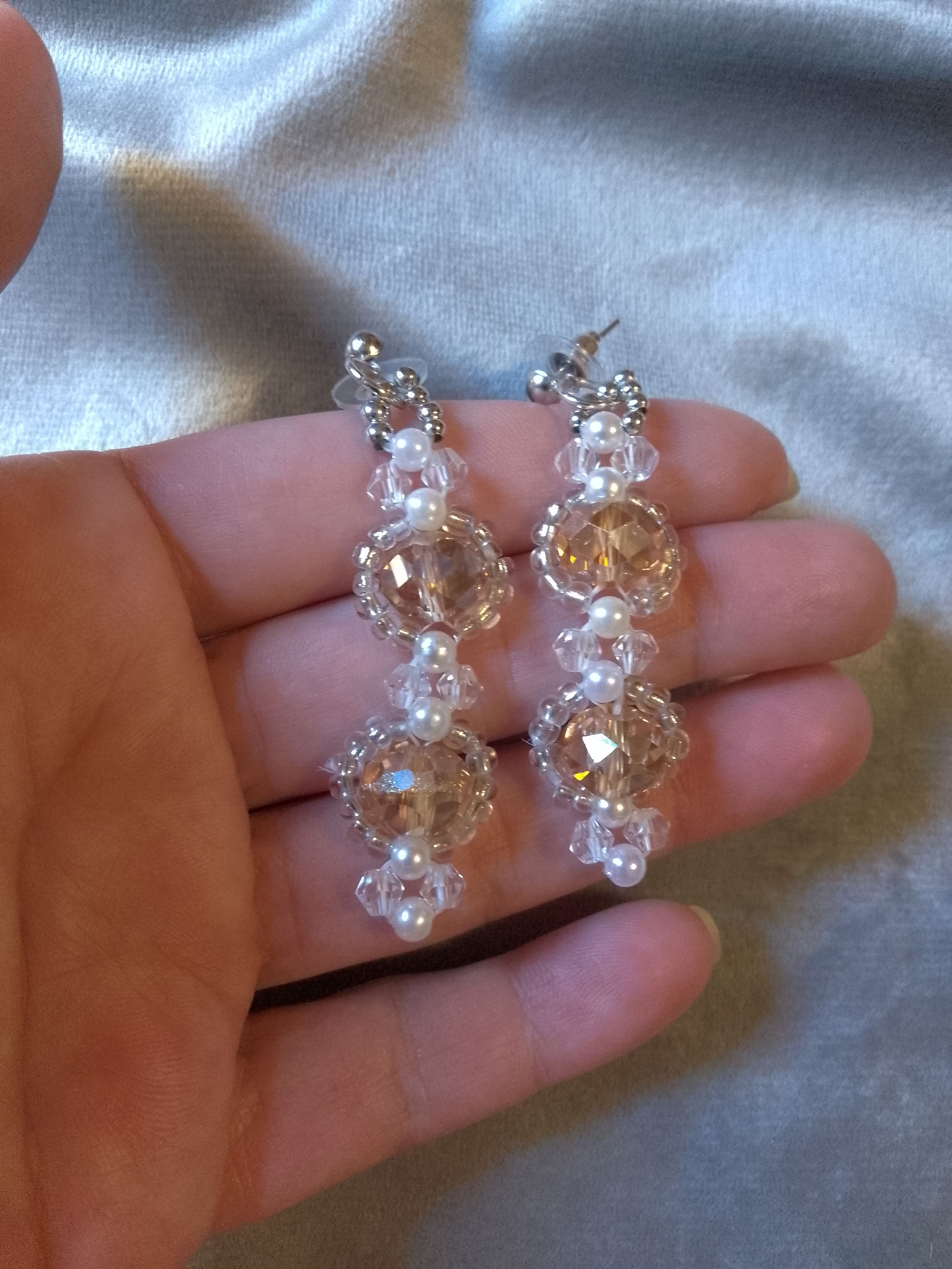 Handmade Necklace earrings Fine crystal+glass Snakish shape. Elegant Size ONE SIZE - 5 Thumbnail