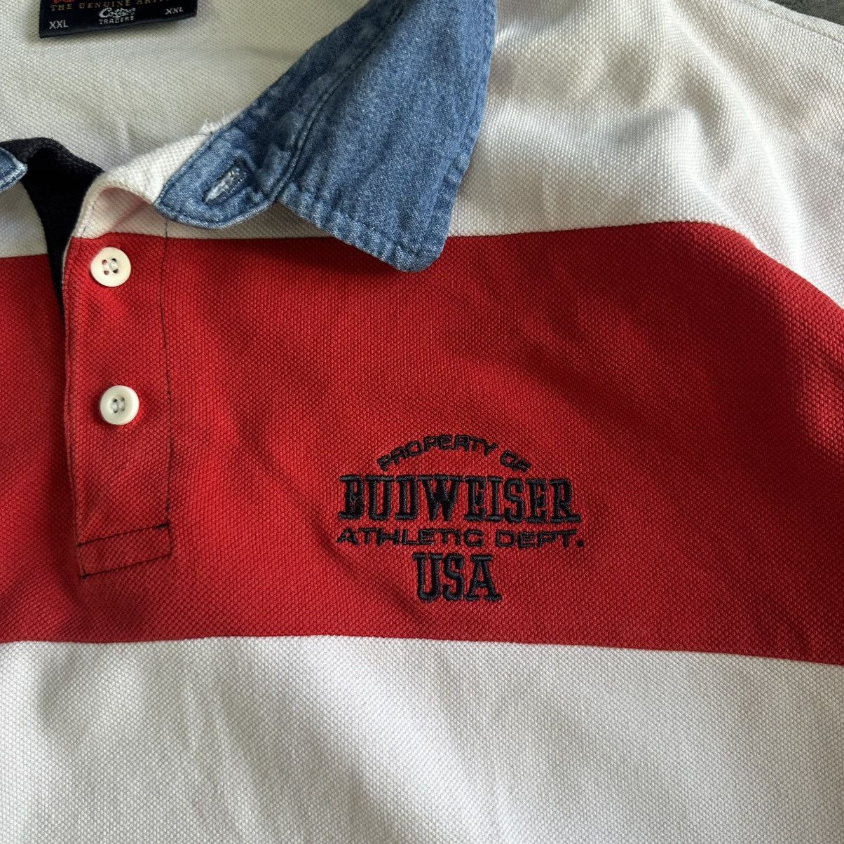 Vintage Vintage Budweiser Polo USA Cotton T-shirts Used Y2K Rugby Size US XXL / EU 58 / 5 - 8 Thumbnail