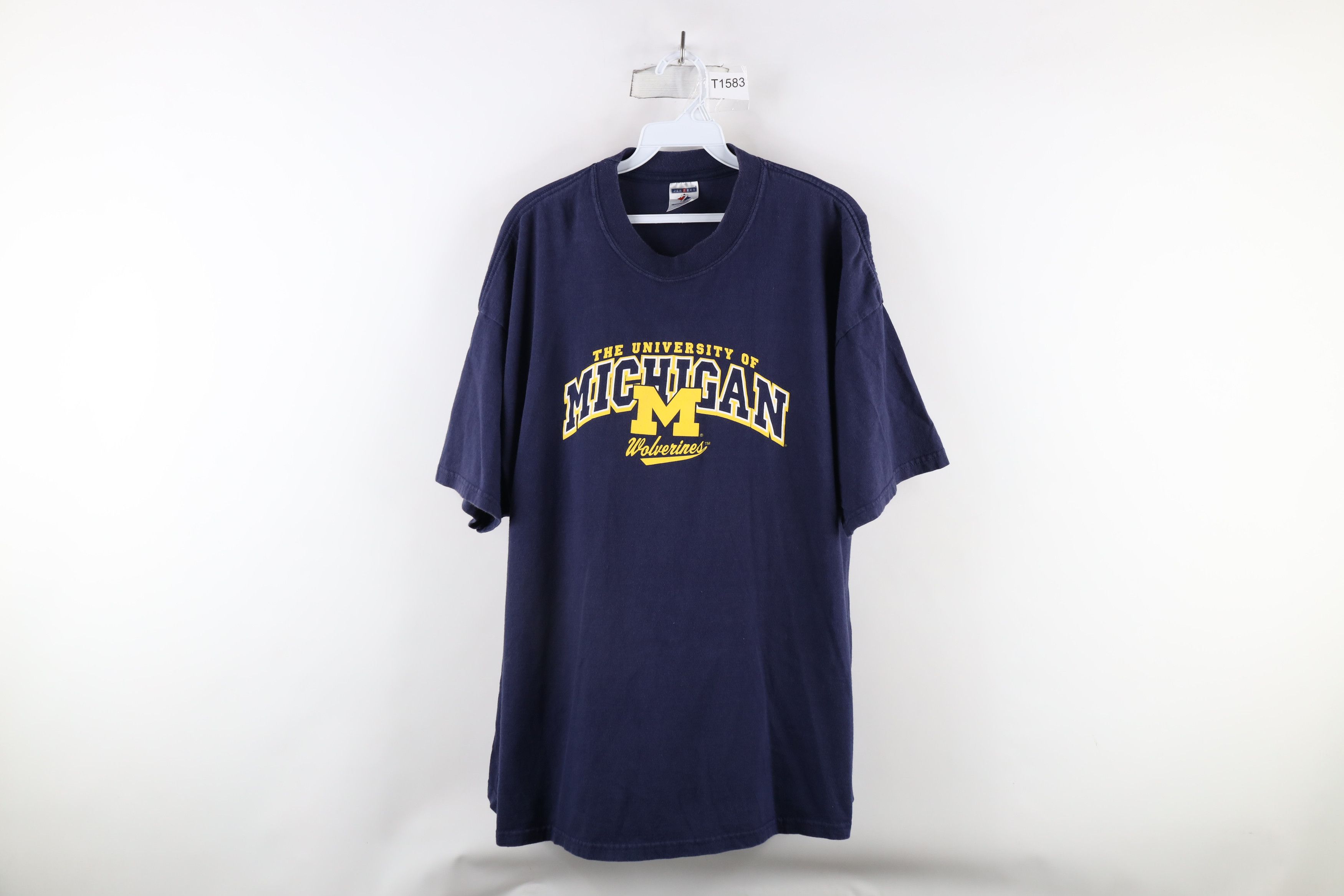 Vintage Vintage 90s Spell Out University of Michigan T-Shirt Blue Size US XXL / EU 58 / 5 - 1 Thumbnail