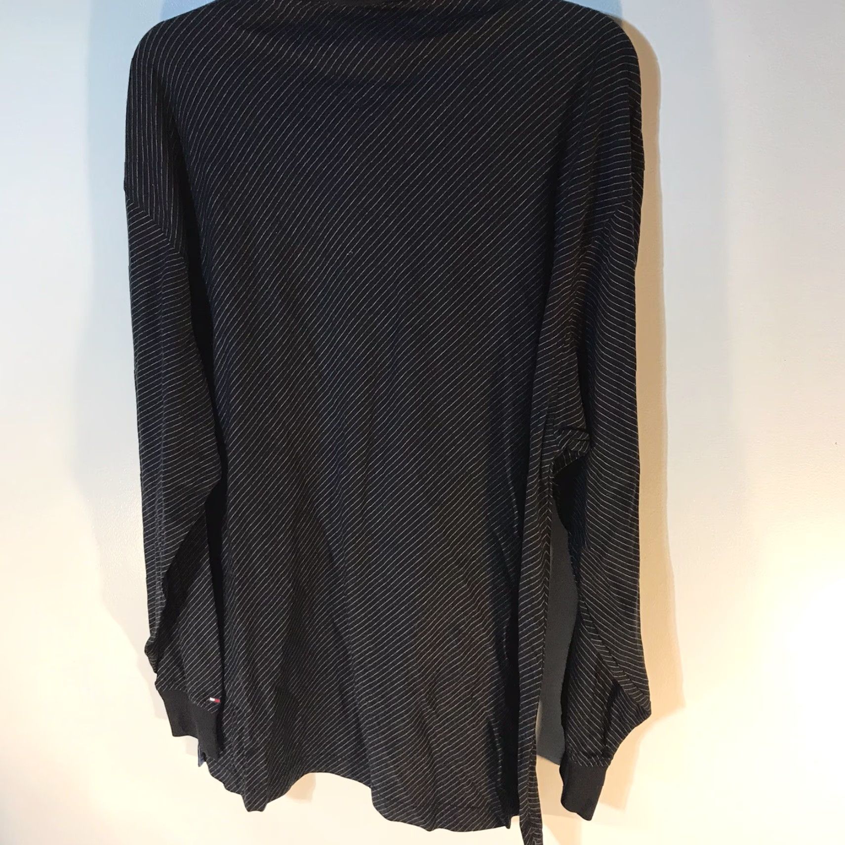 Tommy Hilfiger VINTAGE Tommy Hilfiger Golf Polo Shirt Men XL Black Gray Stripes Long Sleeve 100% Cotton Size US XL / EU 56 / 4 - 4 Thumbnail