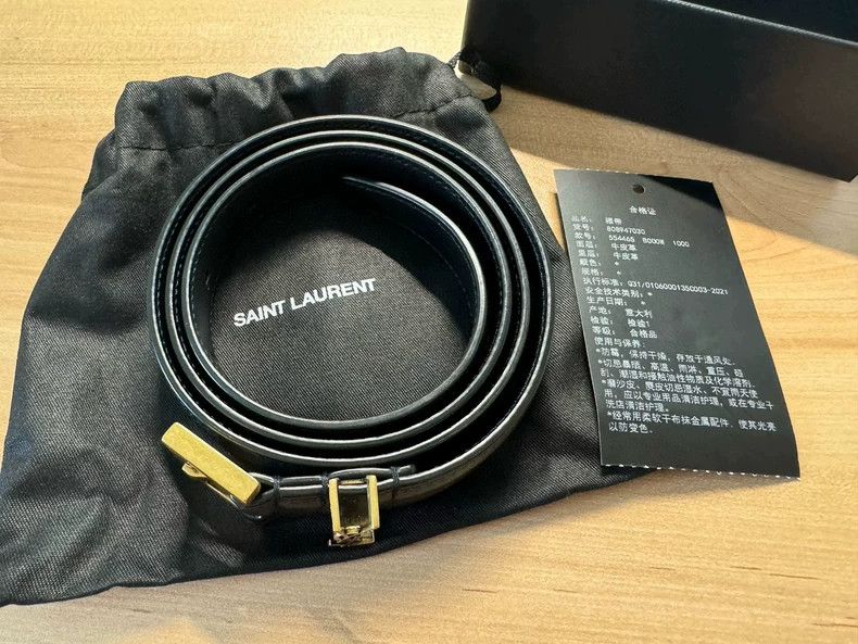 Yves Saint Laurent Saint Laurent Black Letter Square Buckle Smooth Waist Belt Size ONE SIZE - 1 Thumbnail