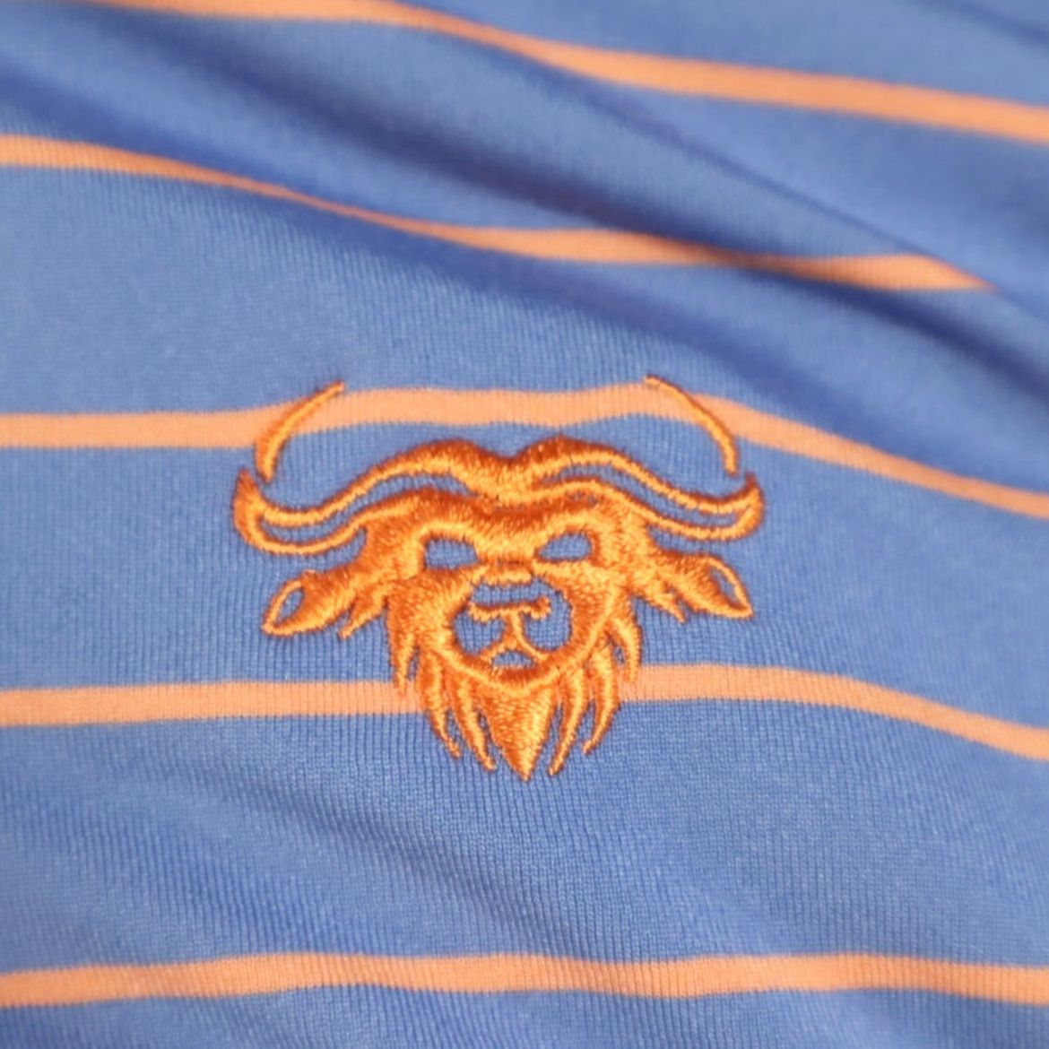 Vintage Straight Down Polo Shirt Mens L Blue Striped Performance Ox Logo Stretch Size US L / EU 52-54 / 3 - 6 Thumbnail