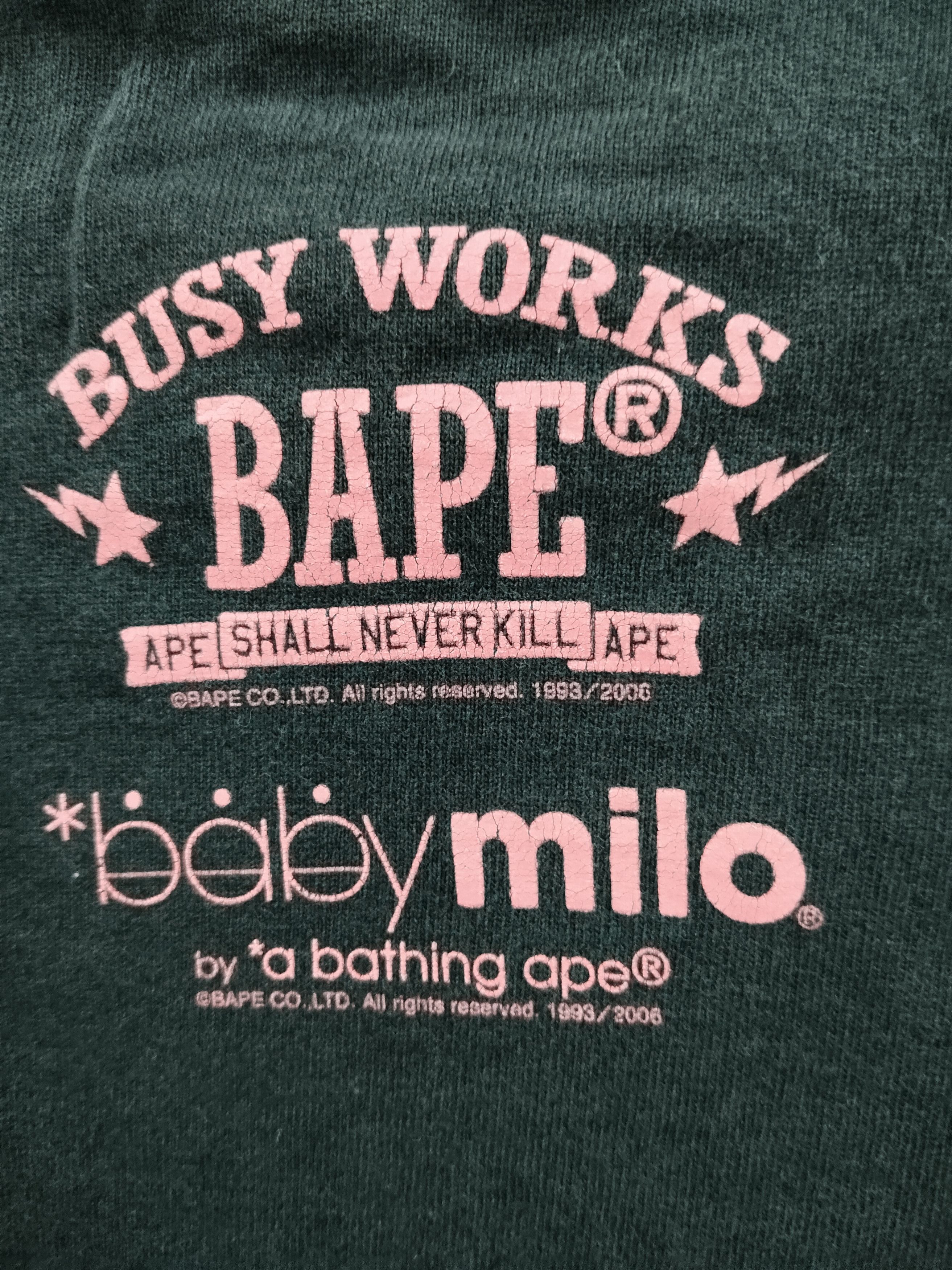 Bape × Vintage Vintage Y2K Baby Milo A Bathing Ape Busy Work Tshirt Size US M / EU 48-50 / 2 - 5 Thumbnail