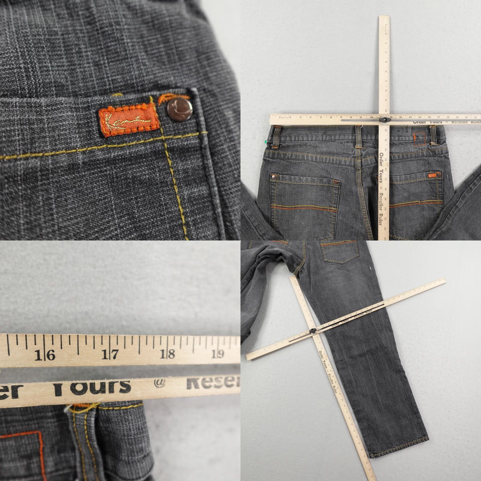 Denime VINTAGE Karl Kani Jeans Men Gray Denim Baggy 36 Adult Regular 36x34 Faded Embroidered Hip Hop Y2K Mens Size US 36 / EU 52 - 8 Thumbnail