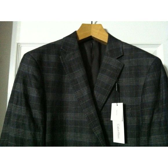 Calvin Klein CALVIN KLEIN MEN'S NEW GRAY 100%LINEN COAT BLAZER SIZE: 40R Size 40R - 2 Thumbnail