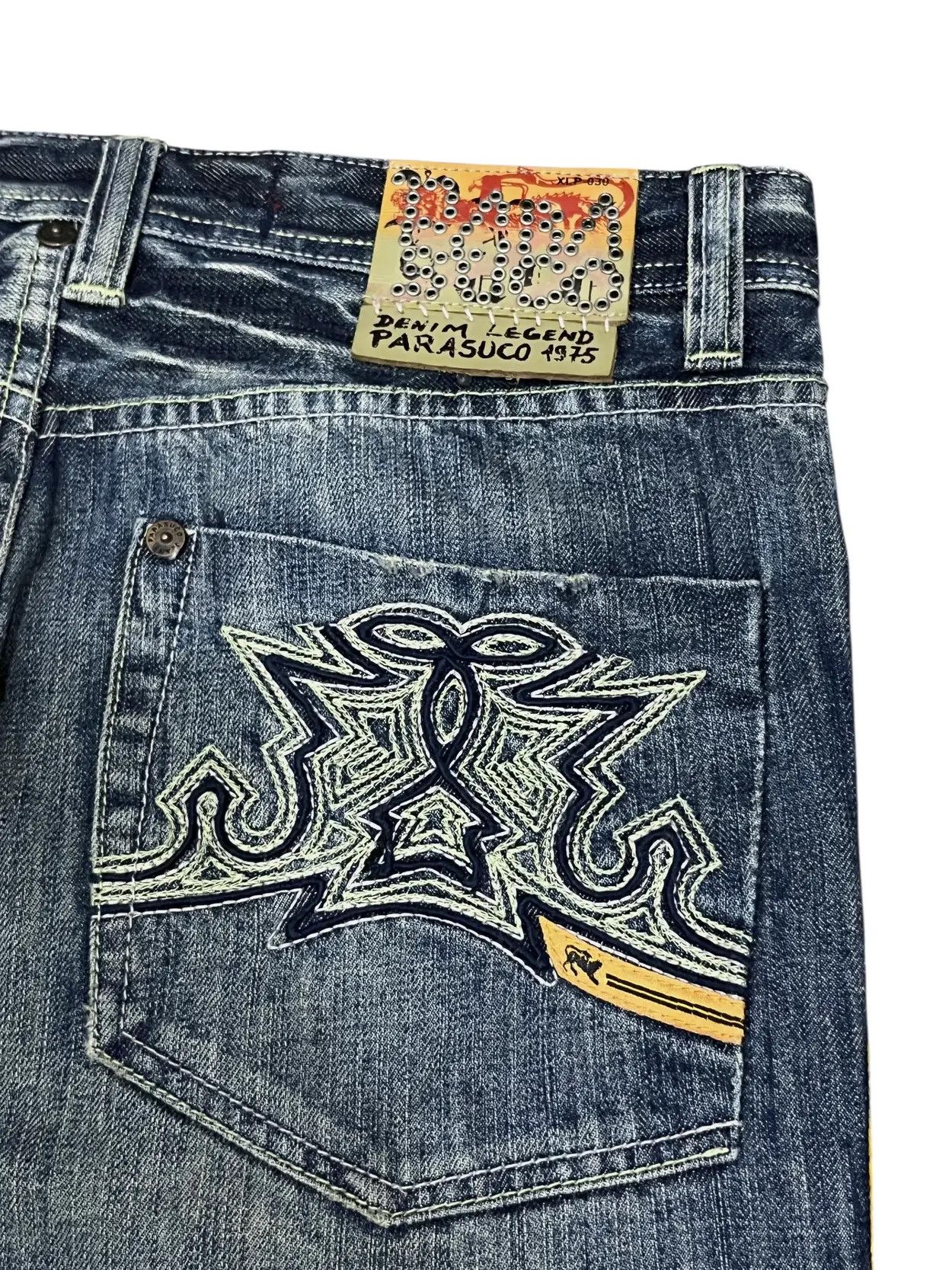 Parasuco PUNK FLARE🔥PARASUCO DENIM LEGEND Distressed Tribal Jeans💥 Size US 33 - 13 Thumbnail