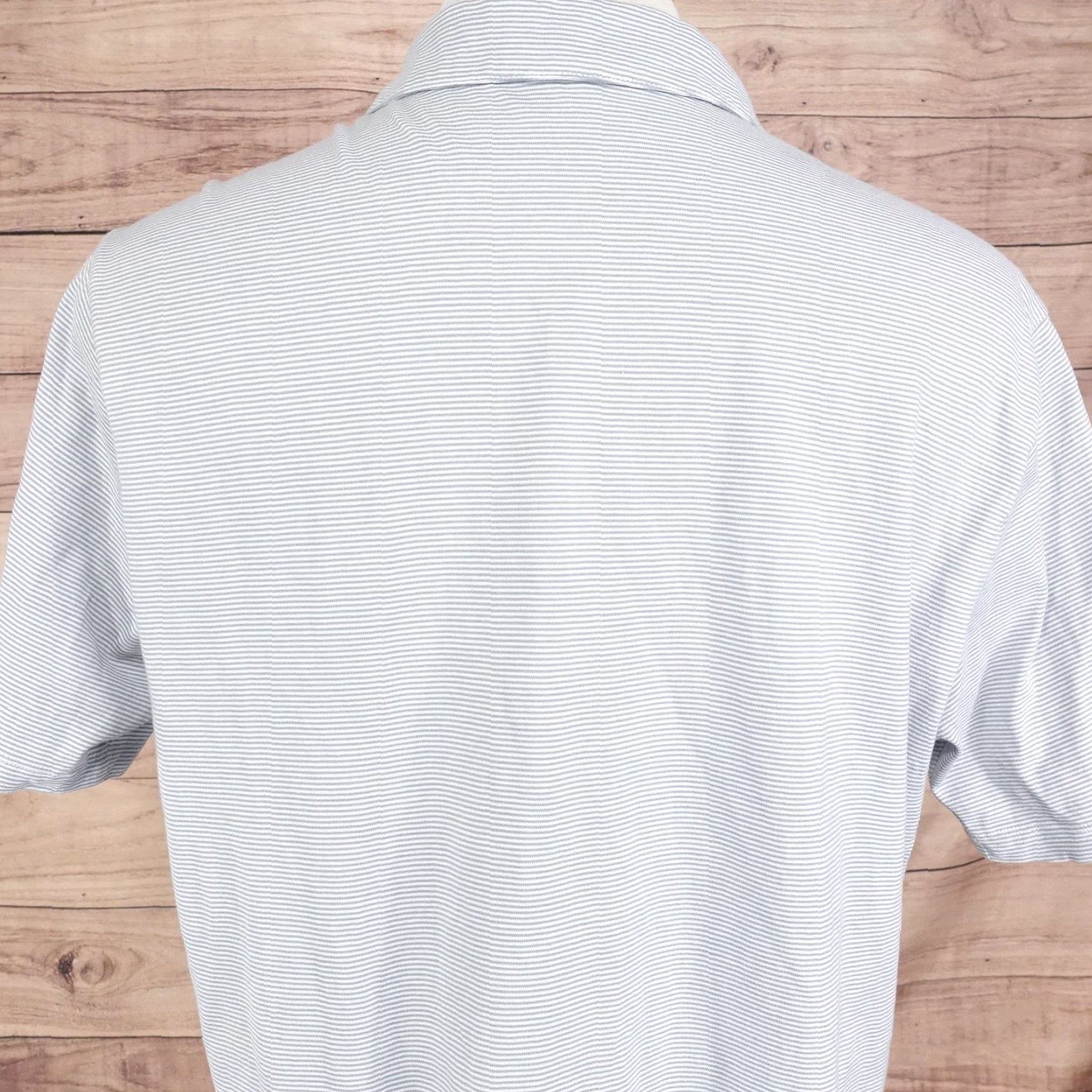 Vintage Robert Barakett Polo Shirt Mens XL Blue White Micro Stripe Short Sleeve Size US XL / EU 56 / 4 - 5 Thumbnail