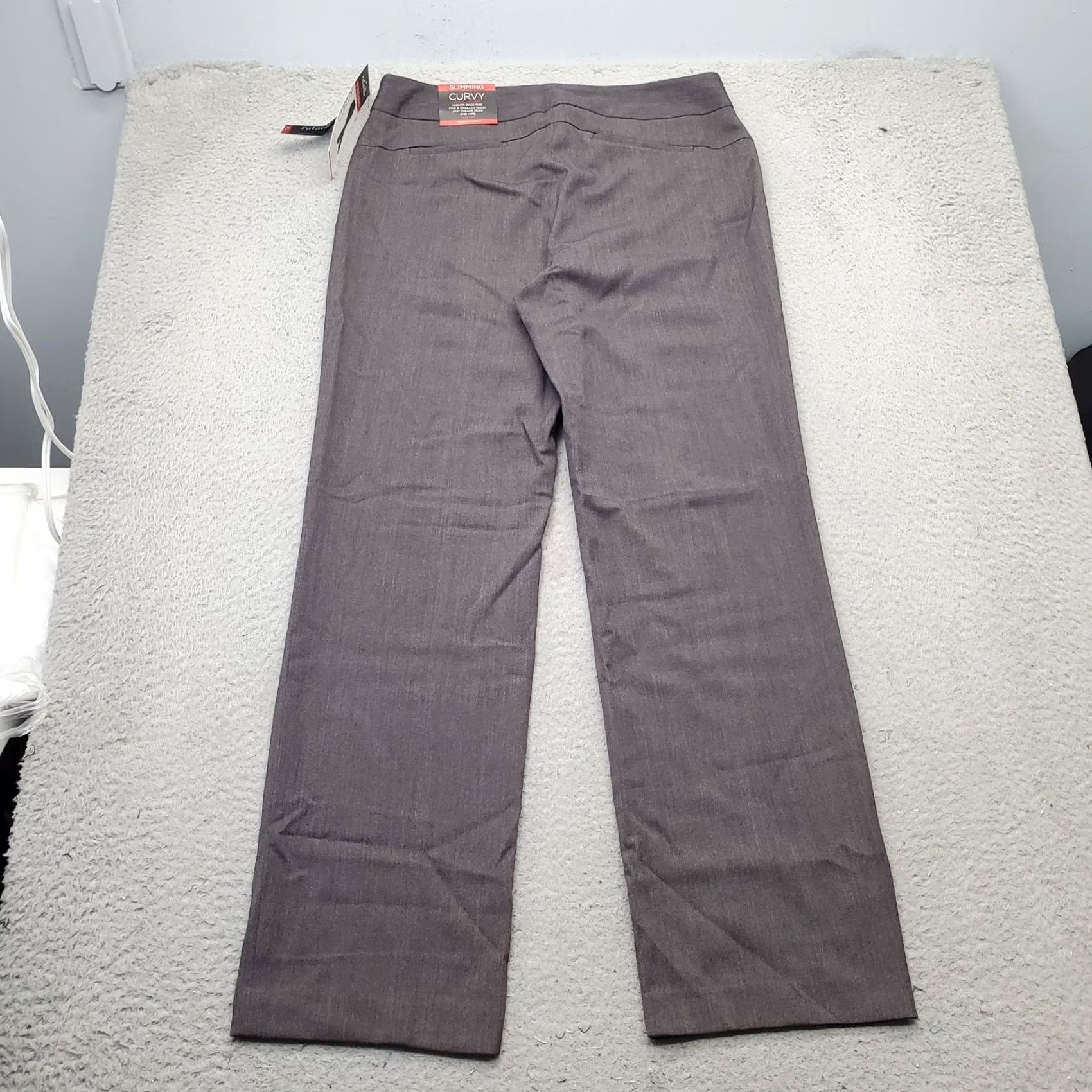 Vintage Rafaella Pants Women's 10 Gray Slimming Curvy Straight Leg Stretch High Waist Pants Size 32" / US 10 / IT 46 - 2 Thumbnail