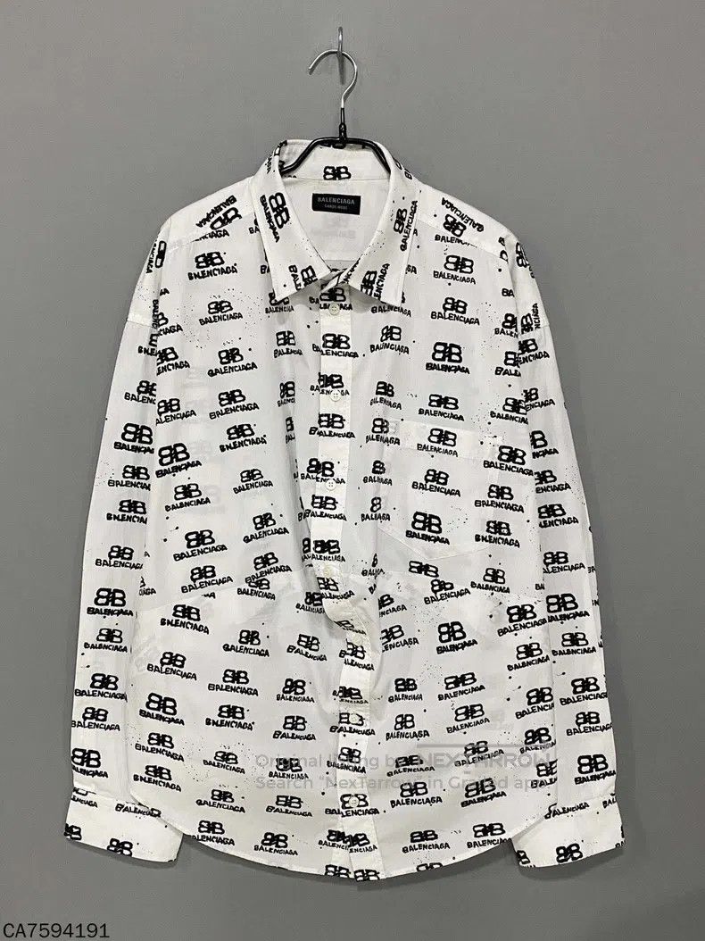 Balenciaga Balenciaga Double B Full Print Shirt Size XS / US 0-2 / IT 36-38 - 1 Thumbnail