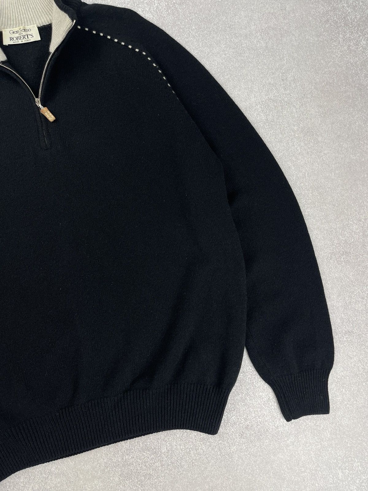 Gran Sasso × Vintage Vintage Gran Sasso Wool / Cashmere 1/3 Zip Knit Sweater Size US M / EU 48-50 / 2 - 2 Thumbnail
