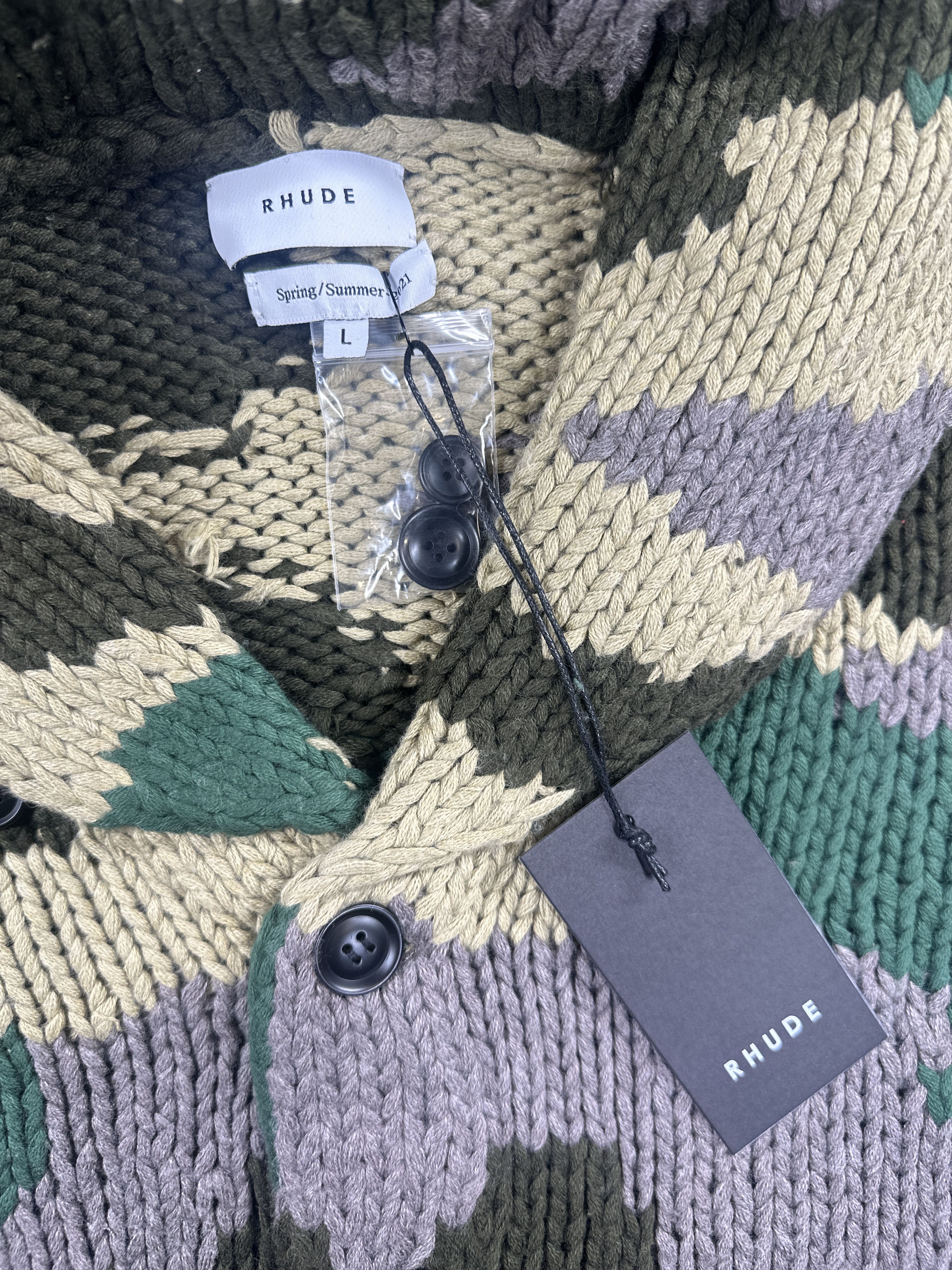 Rhude Rhude Heavyweight Knit Men's Camo Cardigan - Size Large Size US L / EU 52-54 / 3 - 3 Thumbnail