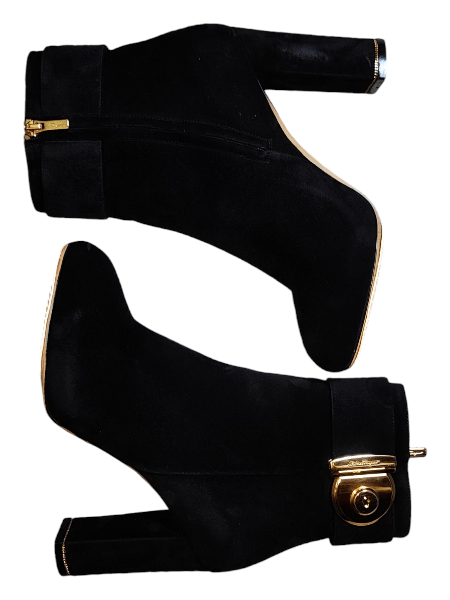 Salvatore Ferragamo Salvatore Ferragamo Black Suede/Velvet Buckle Ankle Boots Size US 5 / IT 35 - 4 Thumbnail