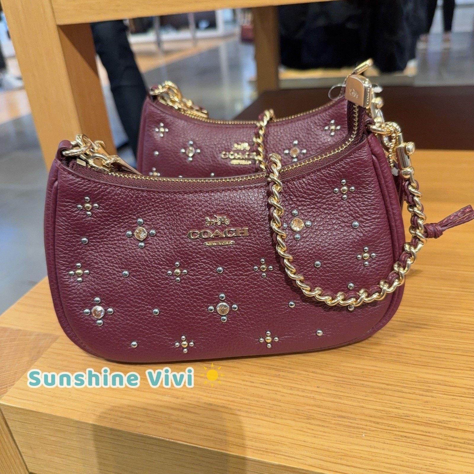 Coach NWT Coach Teri Mini Crossbody Bag Crystals CCE43 Dark Wine Size ONE SIZE - 1 Thumbnail