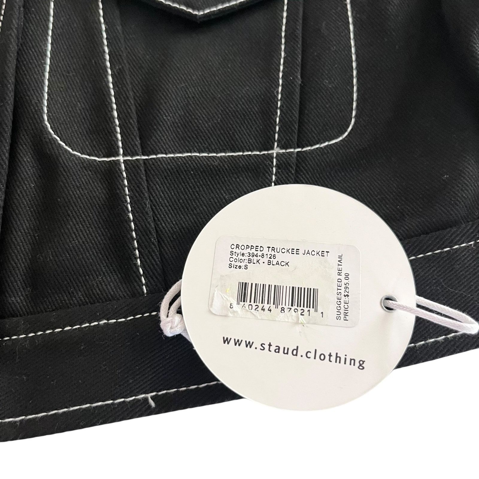 Staud STAUD Truckee Black Cropped Denim Trucker Jacket Size S / US 4 / IT 40 - 7 Thumbnail