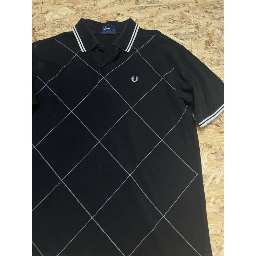 Fred Perry Fred Perry Argyle Check Polo Shirt – Black / White Trim Size US XL / EU 56 / 4 - 1 Thumbnail