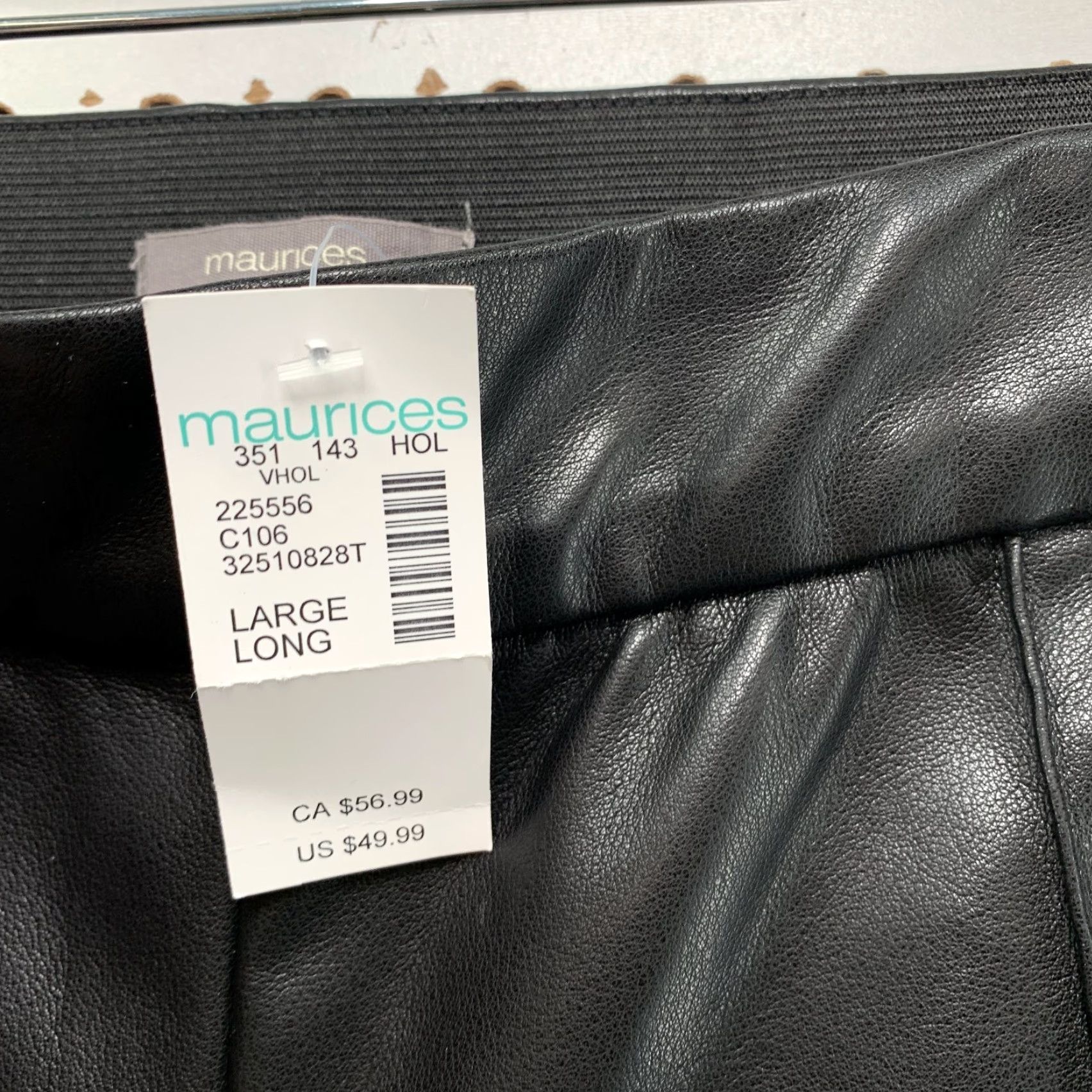 Vintage NEW Maurices Pants Womens Large Long Pull On Elastic Faux Leather Flared 33x33.5 White Size 36" / US 14 / IT 50 - 4 Thumbnail