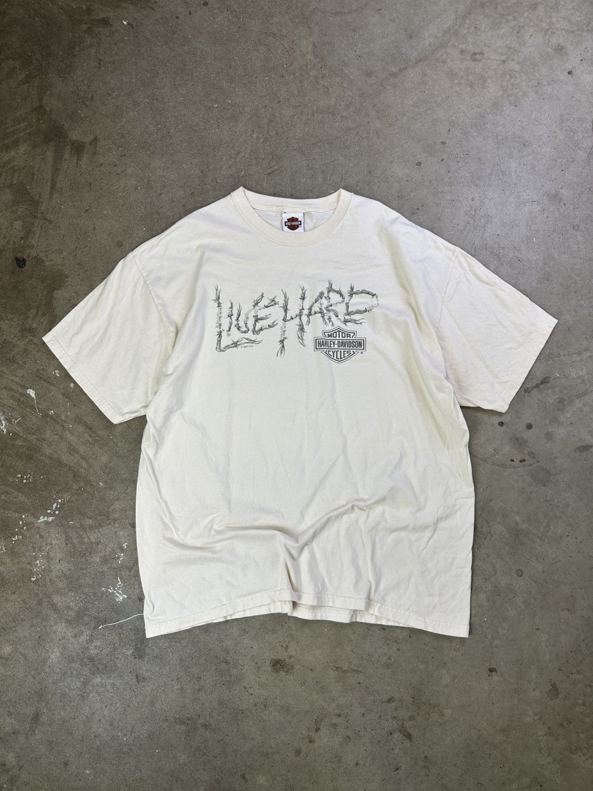 Harley Davidson × Vintage Vintage Harley Davidson Live Hard Tee XXL Cream Size US XXL / EU 58 / 5 - 1 Thumbnail