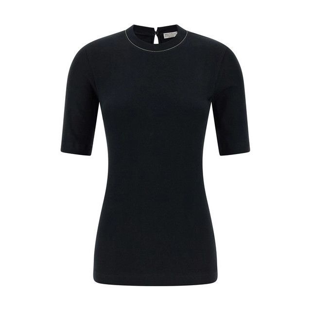 BRUNELLO CUCINELLI Black Cotton T-shirt New & Authentic (Wom