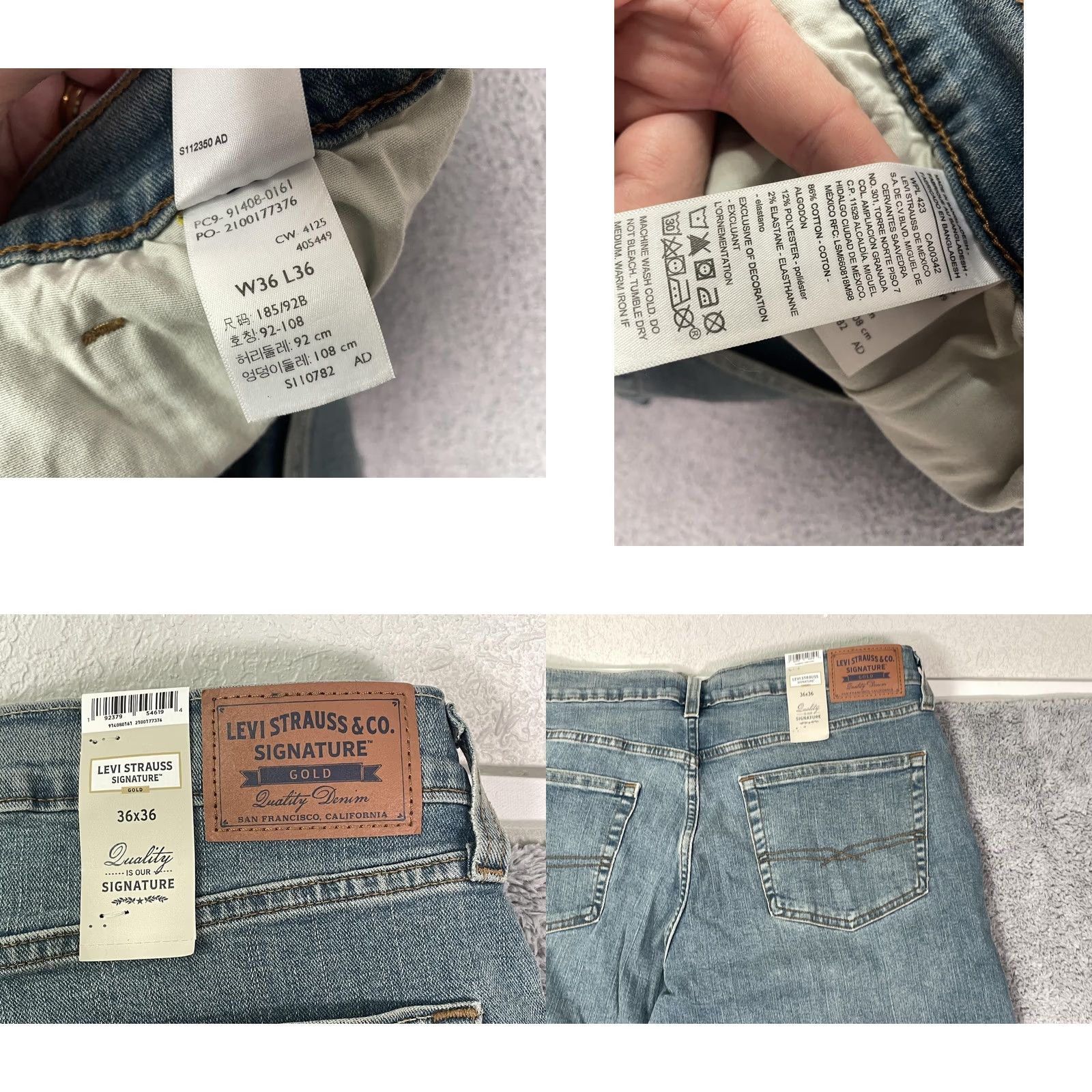 Levi Strauss Signature Gold Jeans Mens 38x36 Blue Relaxed Straight