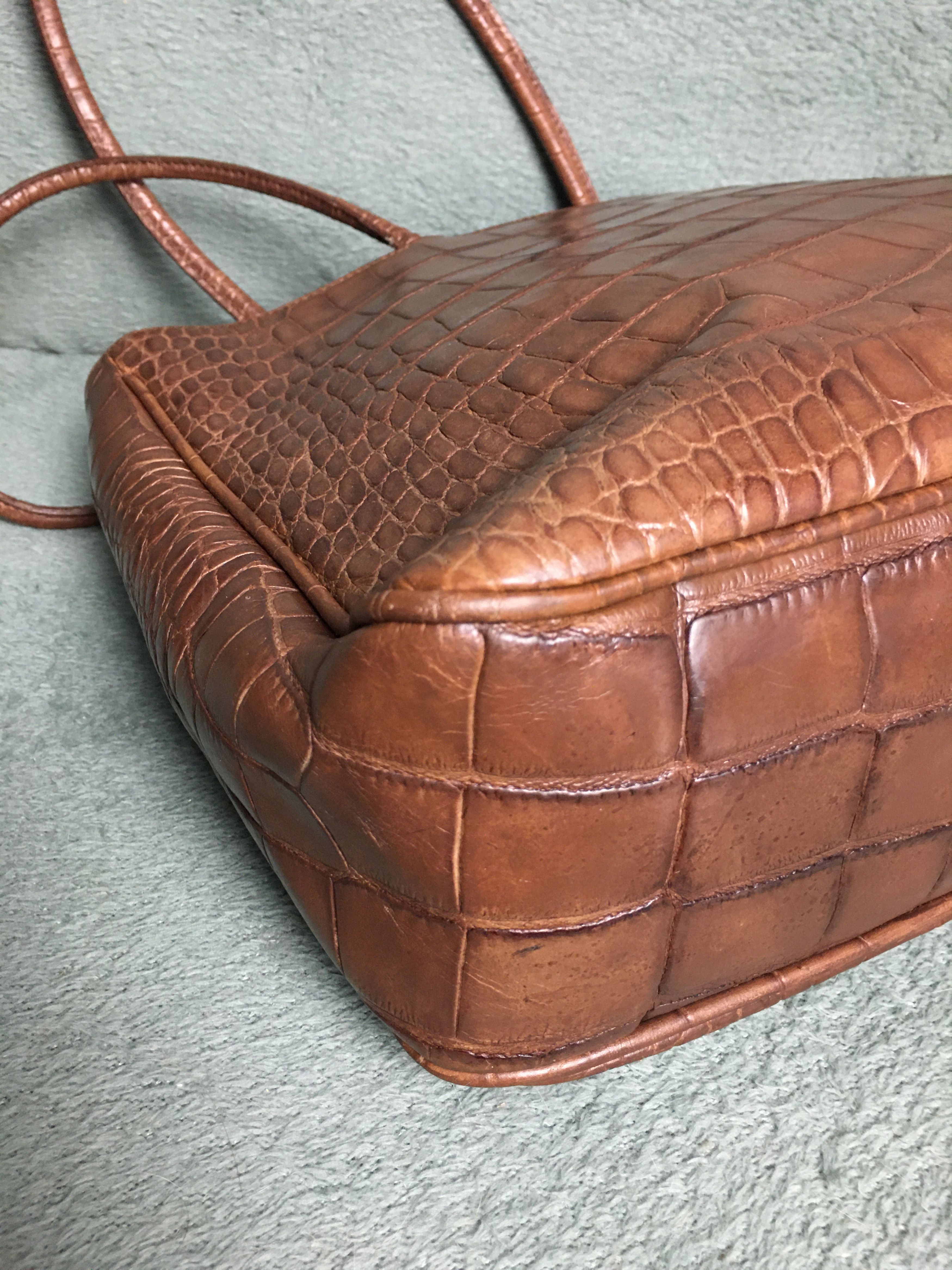 Furla Furla Leather Croco Embossed Brown Tote Bag Size ONE SIZE - 8 Thumbnail