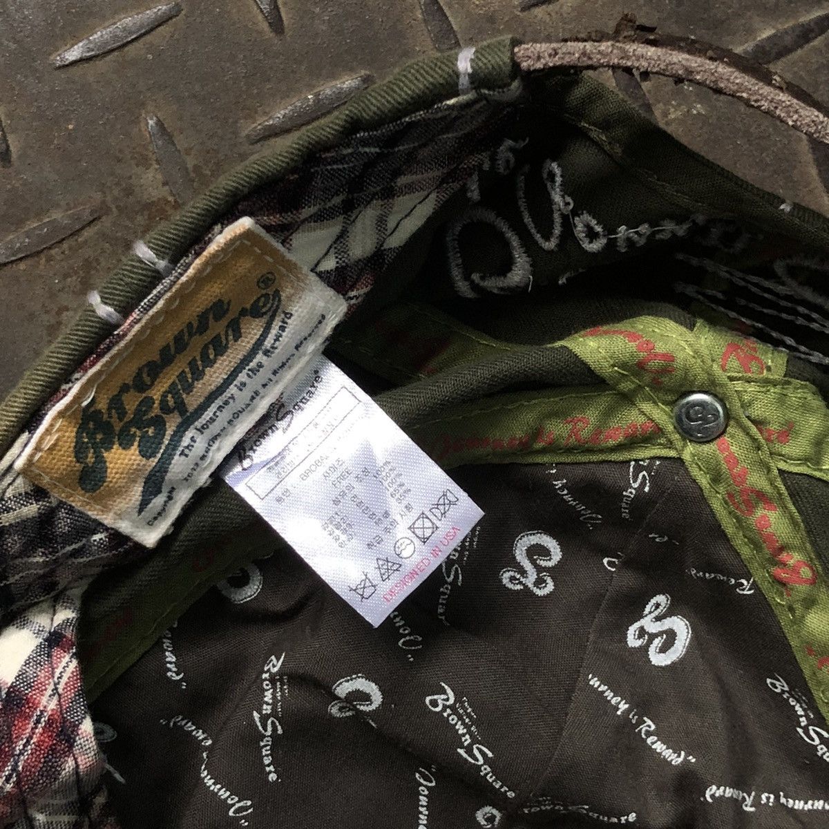 Japanese Brand Vintage Brown Square Sunfaded Distressed Hat Y2K Size ONE SIZE - 8 Thumbnail