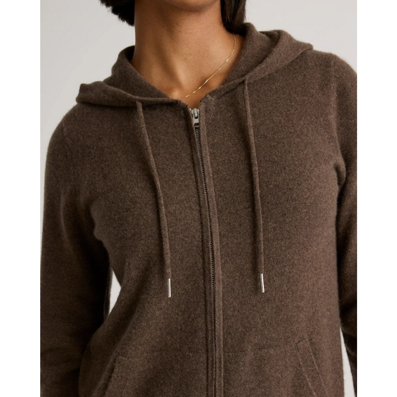 Quince Quince Women Mongolian Cashmere Full-Zip Hoodie Brown XS NWT Size XS / US 0-2 / IT 36-38 - 2 Thumbnail