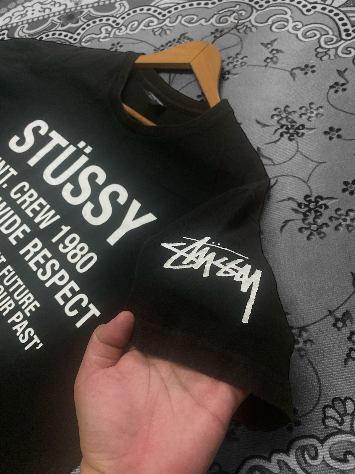 Stussy × Vintage STUSSY BLACK SKATE WHITE CREW WORLDWIDE REDPECT T-SHIRT🔥 Size US M / EU 48-50 / 2 - 12 Thumbnail