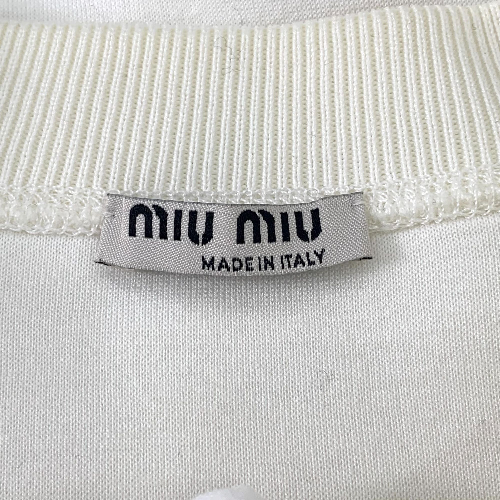 Miu Miu Miu Miu White Cotton Beaded Bow Embellished Long Sleeve Swea Size XS / US 0-2 / IT 36-38 - 2 Thumbnail