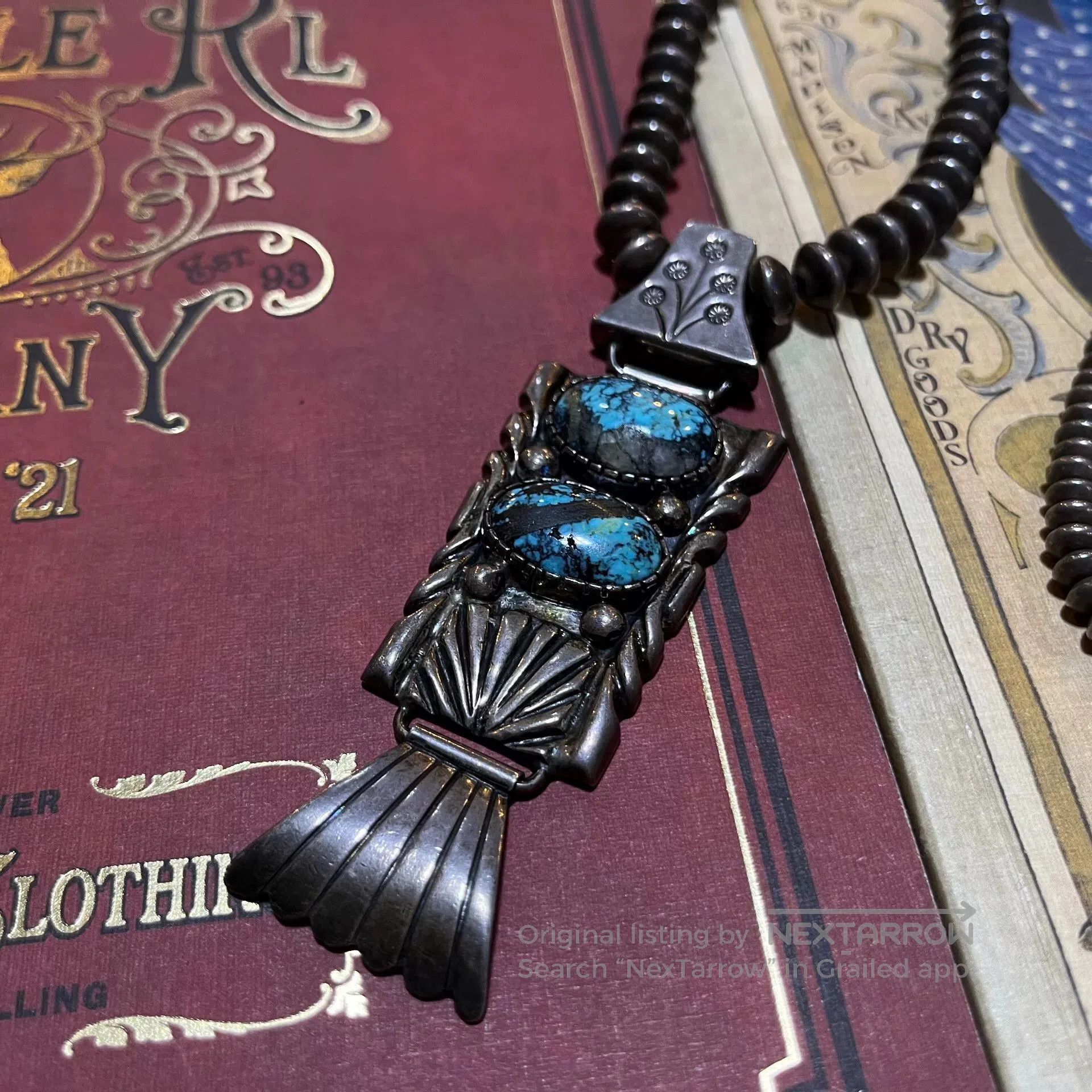 Japanese Brand turquoise silver necklace accessory. Size ONE SIZE - 2 Thumbnail