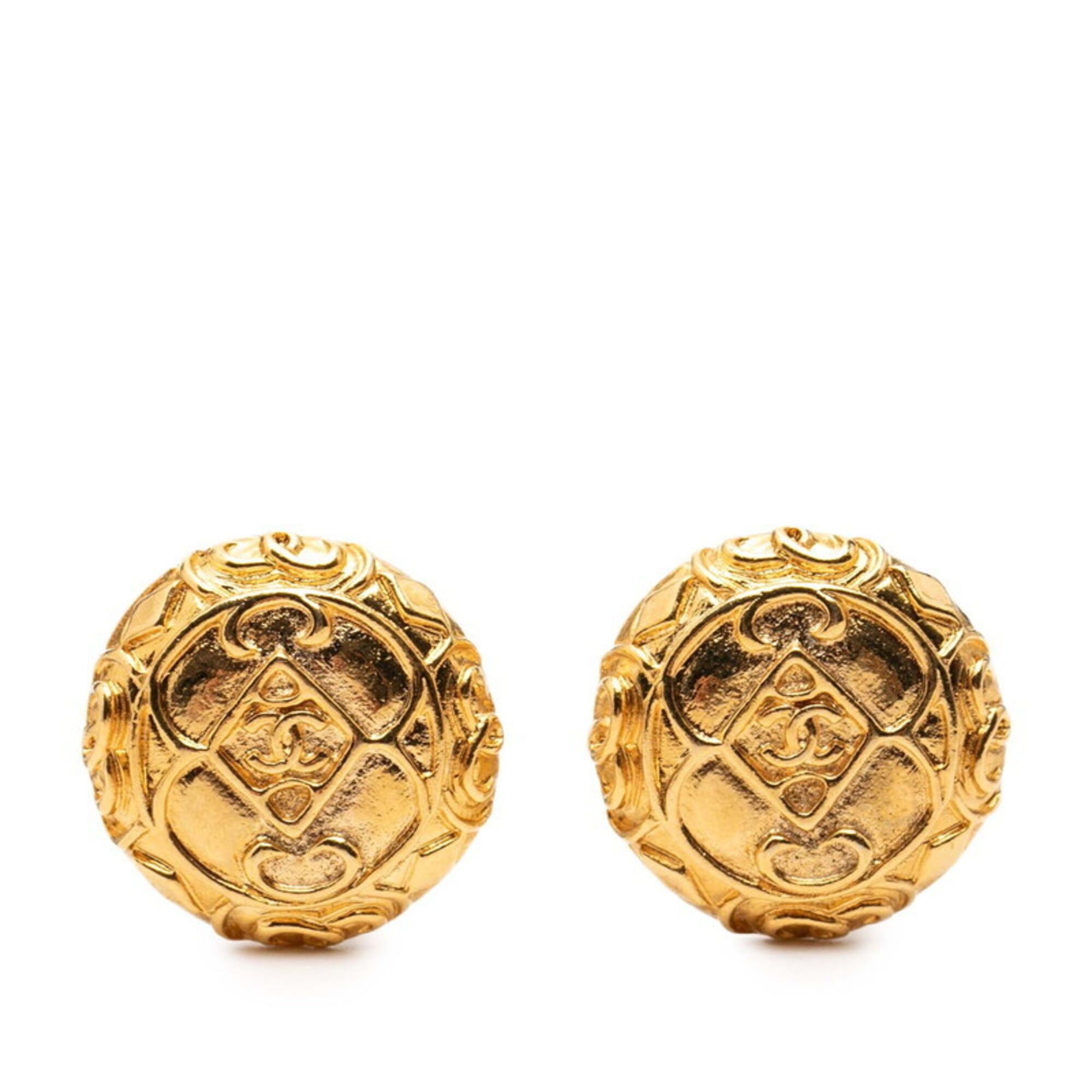 Chanel Chanel Coco Mark Round Earrings, Gold Plated, Women's CHANEL Size ONE SIZE - 1 Thumbnail