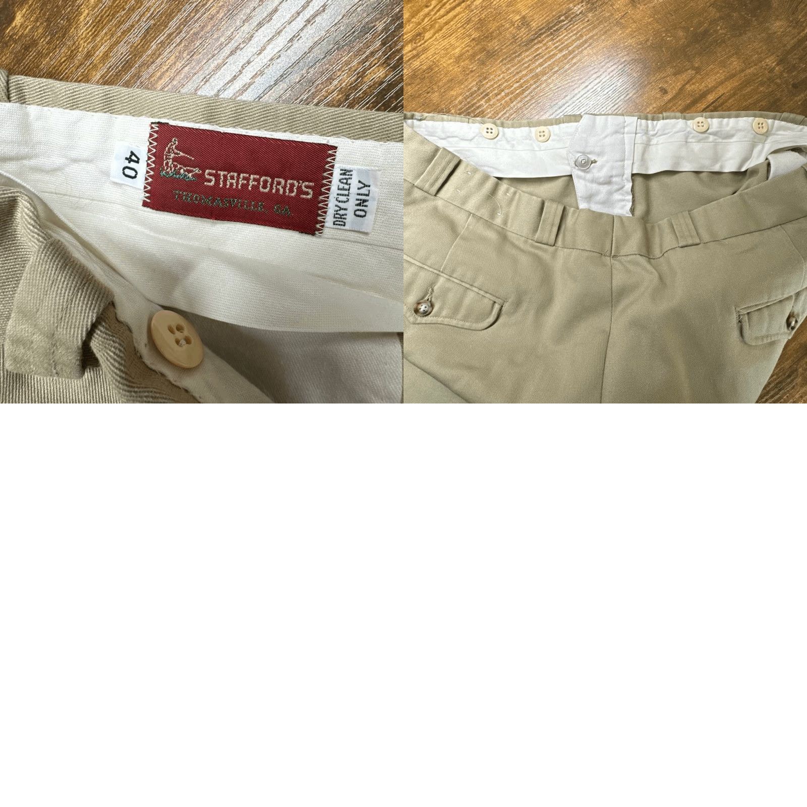 VINTAGE Stafford's 40 Khaki Reinforced Canvas Leg Field Hunt Briar Brush Pants Mens Pants Regular 40 Tan Gray Chino 32in—Mens
