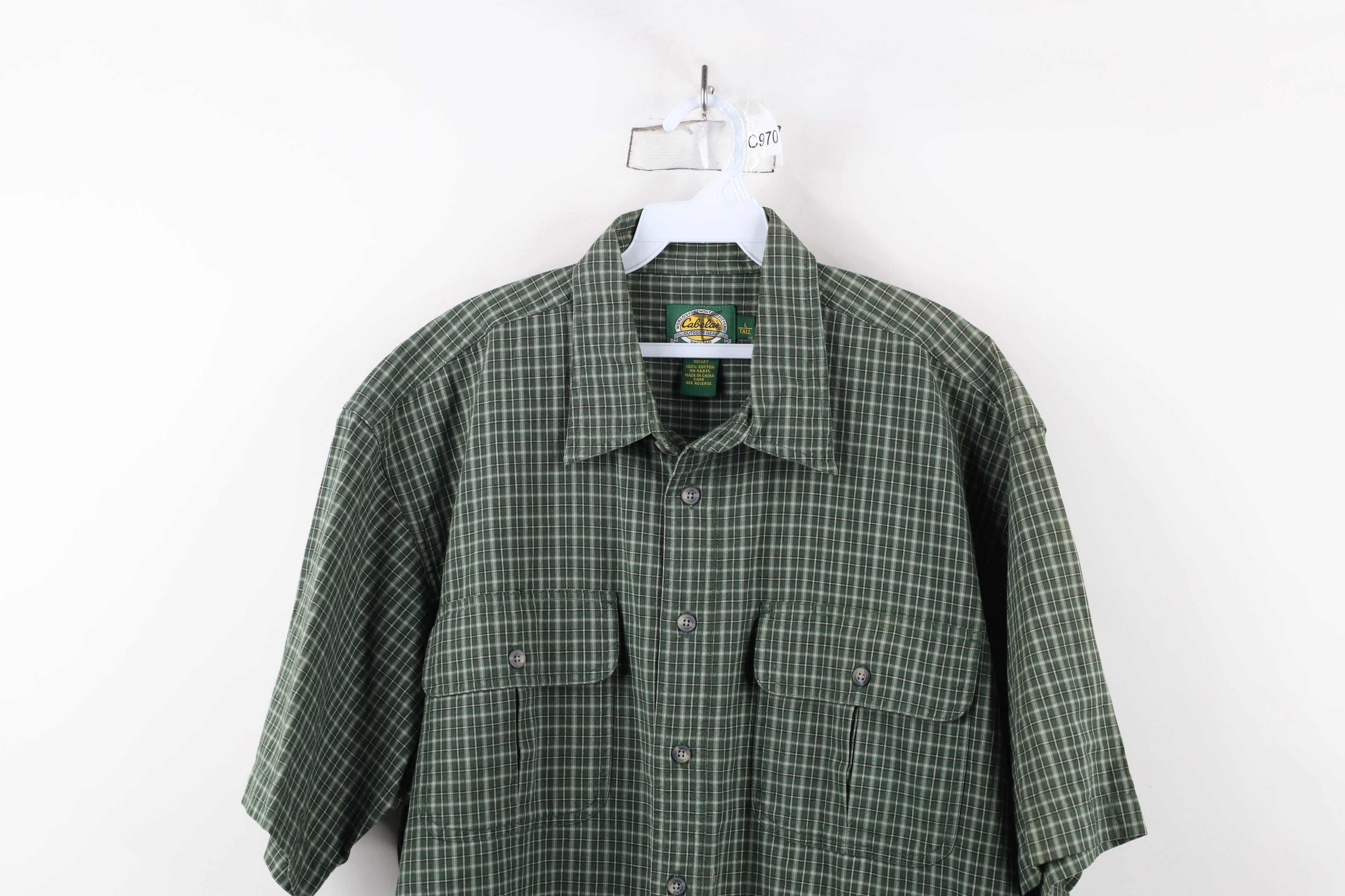 Cabelas × Vintage Vintage Cabelas Short Sleeve Collared Button Shirt Plaid Size US L / EU 52-54 / 3 - 2 Thumbnail