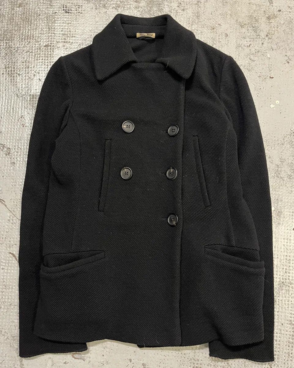 Miu Miu AW2008 Miu Miu Black Wool Double-Breasted Coat Size S / US 4 / IT 40 - 4 Thumbnail