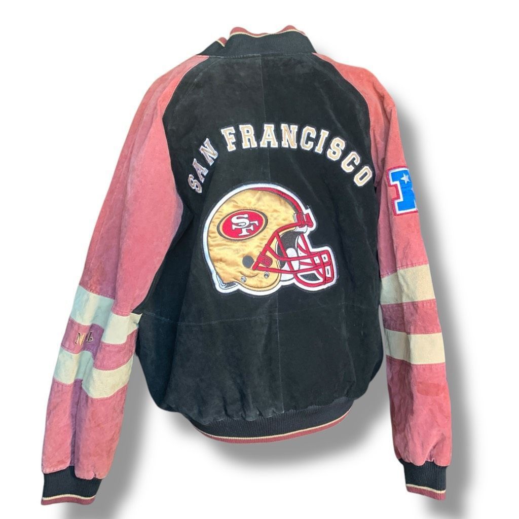 Vintage San Francisco 49ers Suede Leather Jacket Colorblock