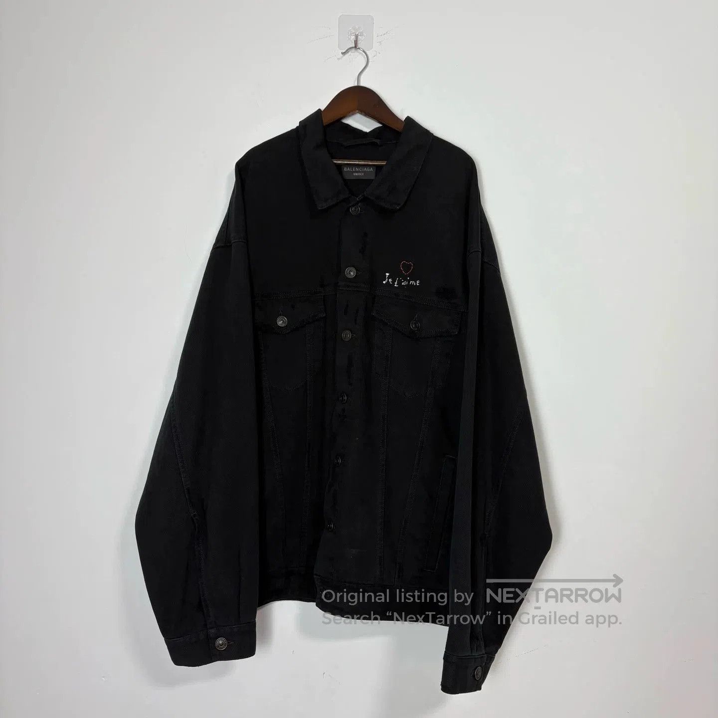 Balenciaga Valentine's Embroidered Denim Jacket.