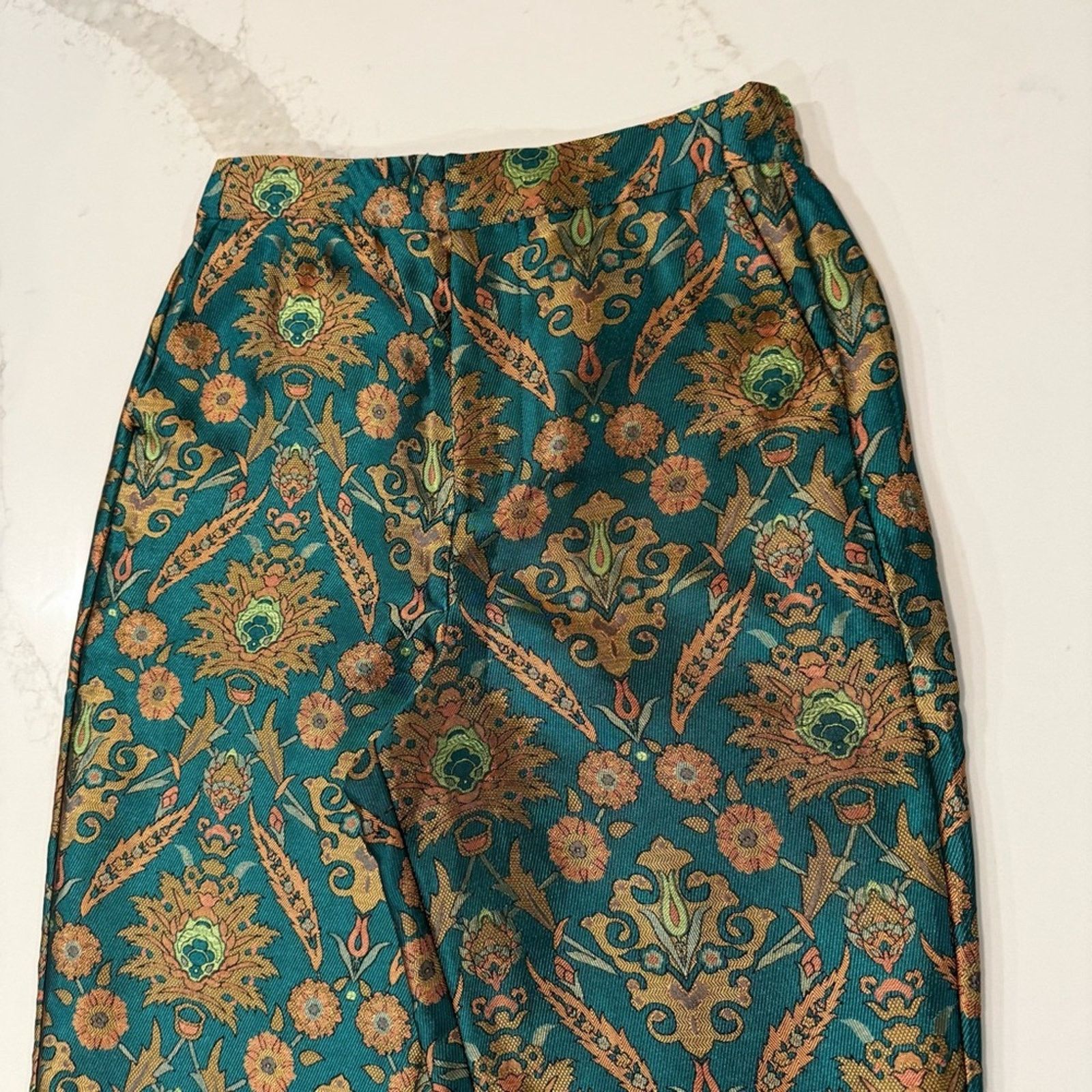Anthropologie Maeve Anthropologie Floral Metallic Trouser Pant Women Small Size 28" / US 6 / IT 42 - 5 Thumbnail