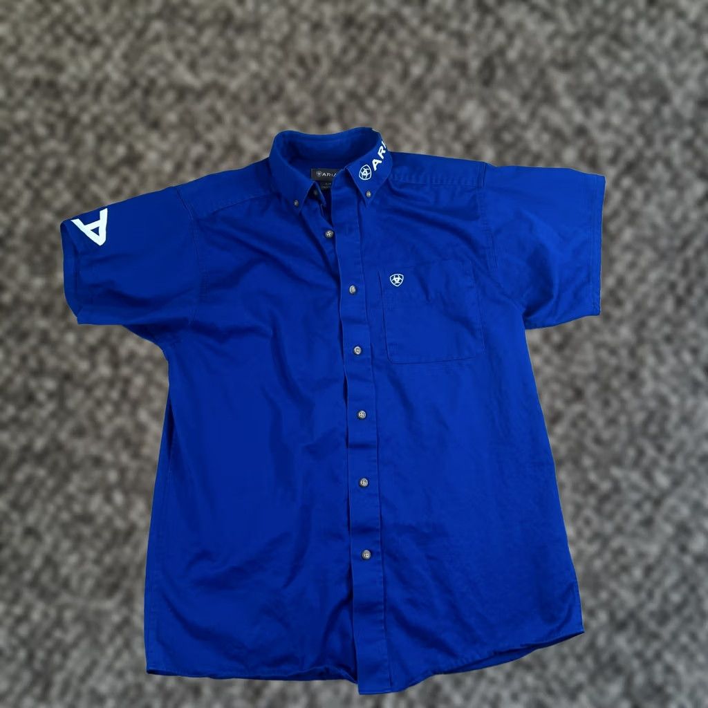 Ariat Ariat Shirt Mens S Blue Button Down Western Cowboy ALTERED TO SHORT SLEEVE Size US S / EU 44-46 / 1 - 1 Thumbnail