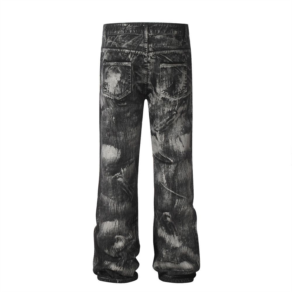 Japanese Brand × Jean Men's zip-up loose straight punk painted dirty jeans Size US 32 / EU 48 - 3 Thumbnail