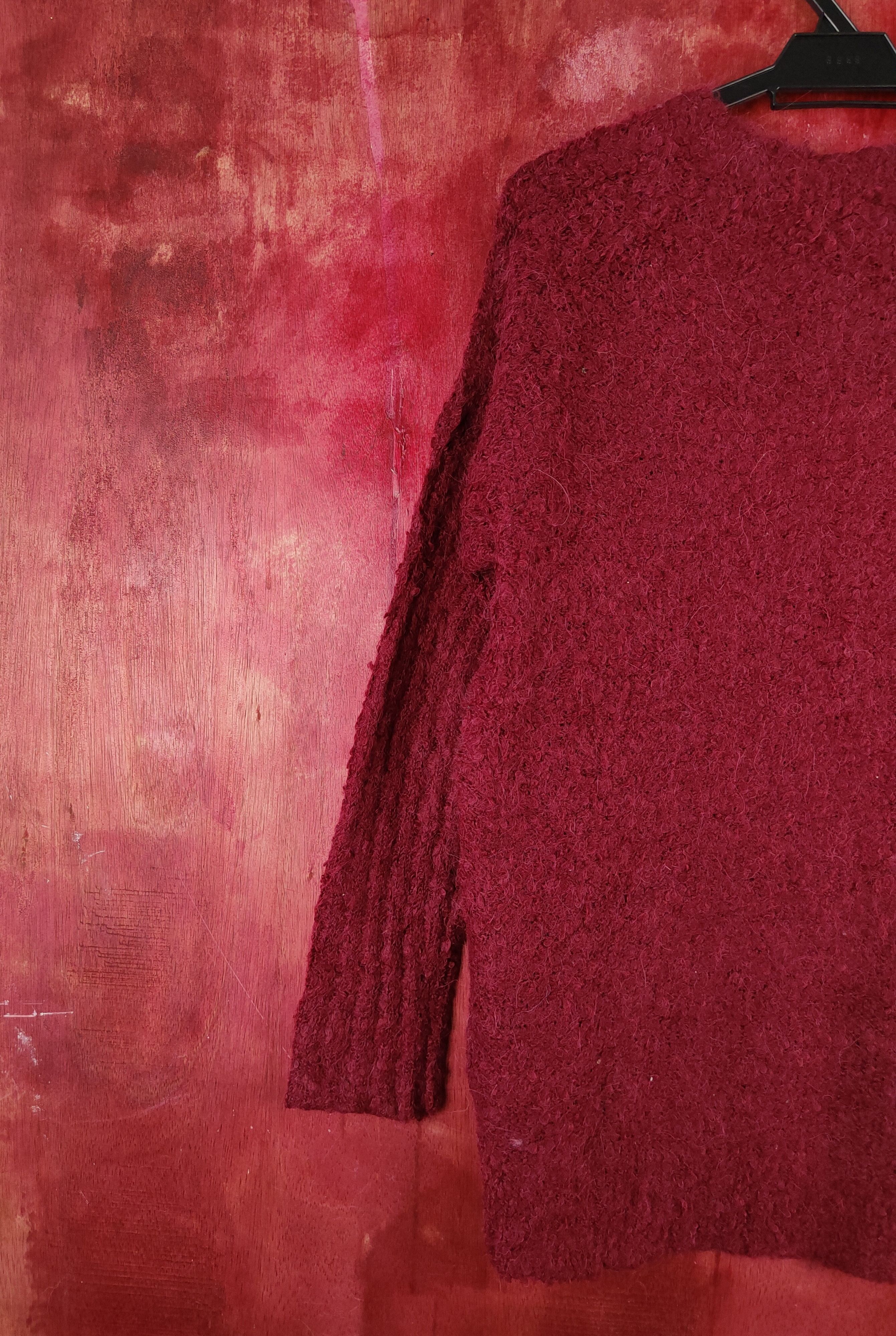 Aran Isles Knitwear Lowrys Farm Maroon Fur Mohair Knitwear #S2022 Size L / US 10 / IT 46 - 8 Thumbnail