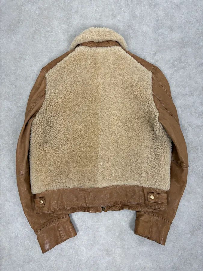 Balmain 2010s Balmain Beige & Brown Shearling Biker Leather Jacket Size US S / EU 44-46 / 1 - 6 Thumbnail