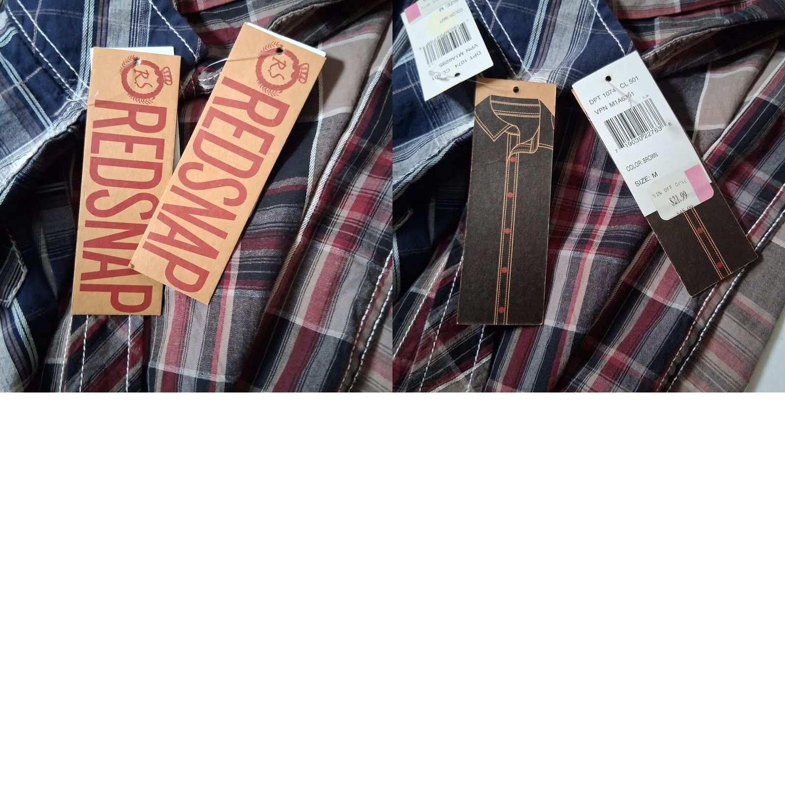 Vintage VINTAGE Red Snap Clothing Company Western Shirt Pair Men Medium Plaid Red Blue Ranch NEW Size US M / EU 48-50 / 2 - 10 Thumbnail