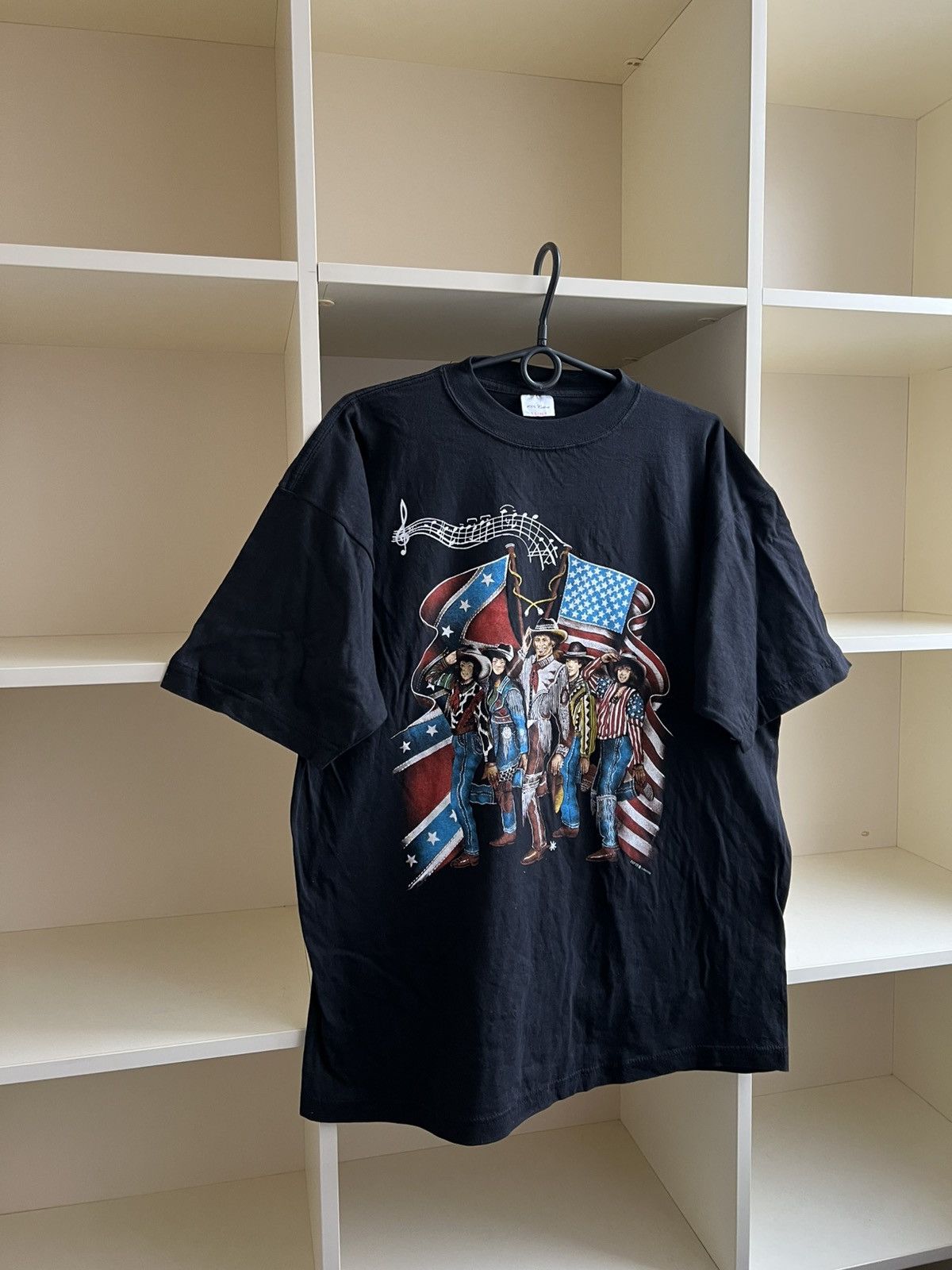 Vintage Vintage 90s Cowboy Rodeo T-Shirt Black American Flag Graphic Size US XL / EU 56 / 4 - 5 Thumbnail
