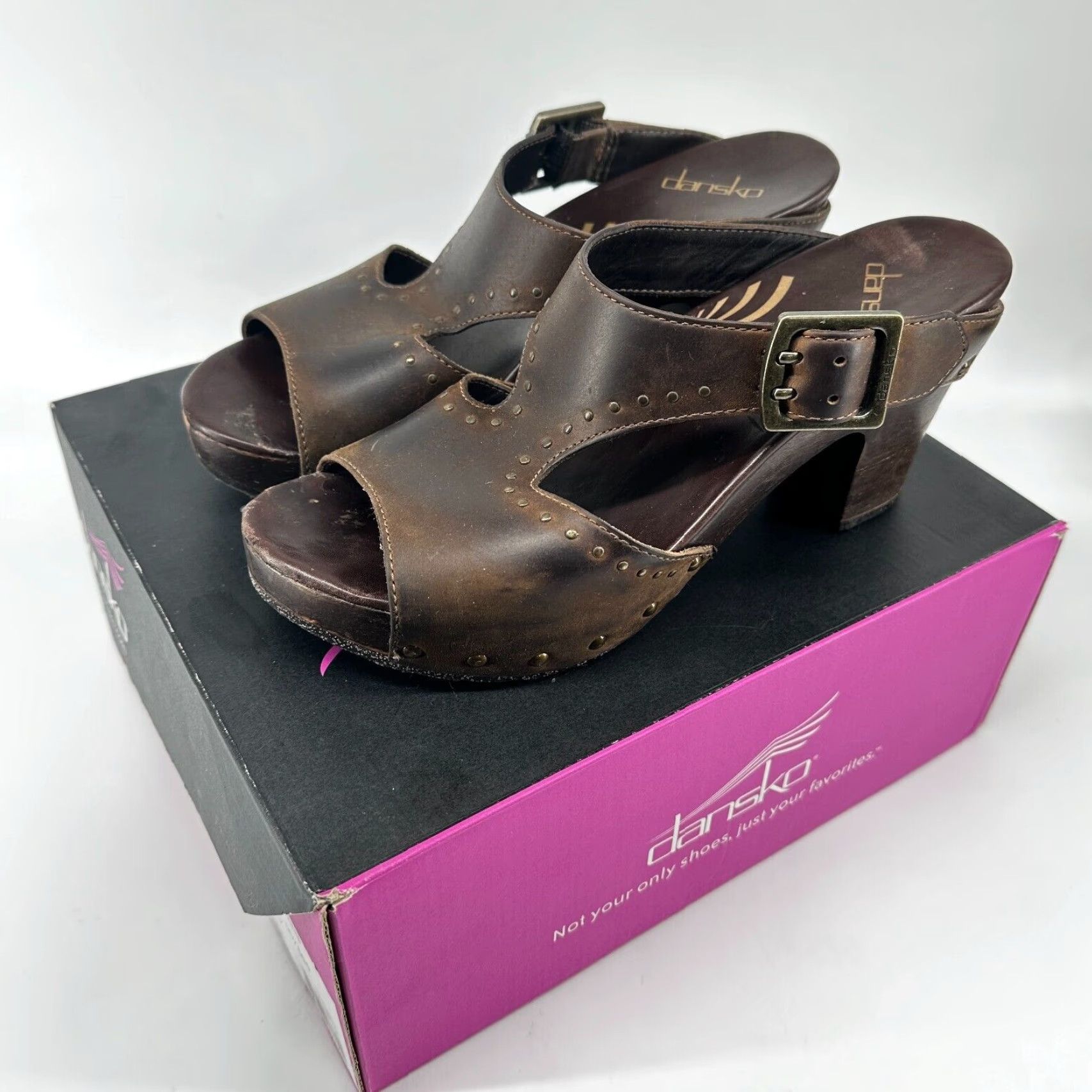 Dansko Dansko Sandal Womens 39 Leather Brown Slip On Casual Comfort Classic Ripley Crazy Horse Slide Shoes Size US 7 / IT 37 - 2 Thumbnail